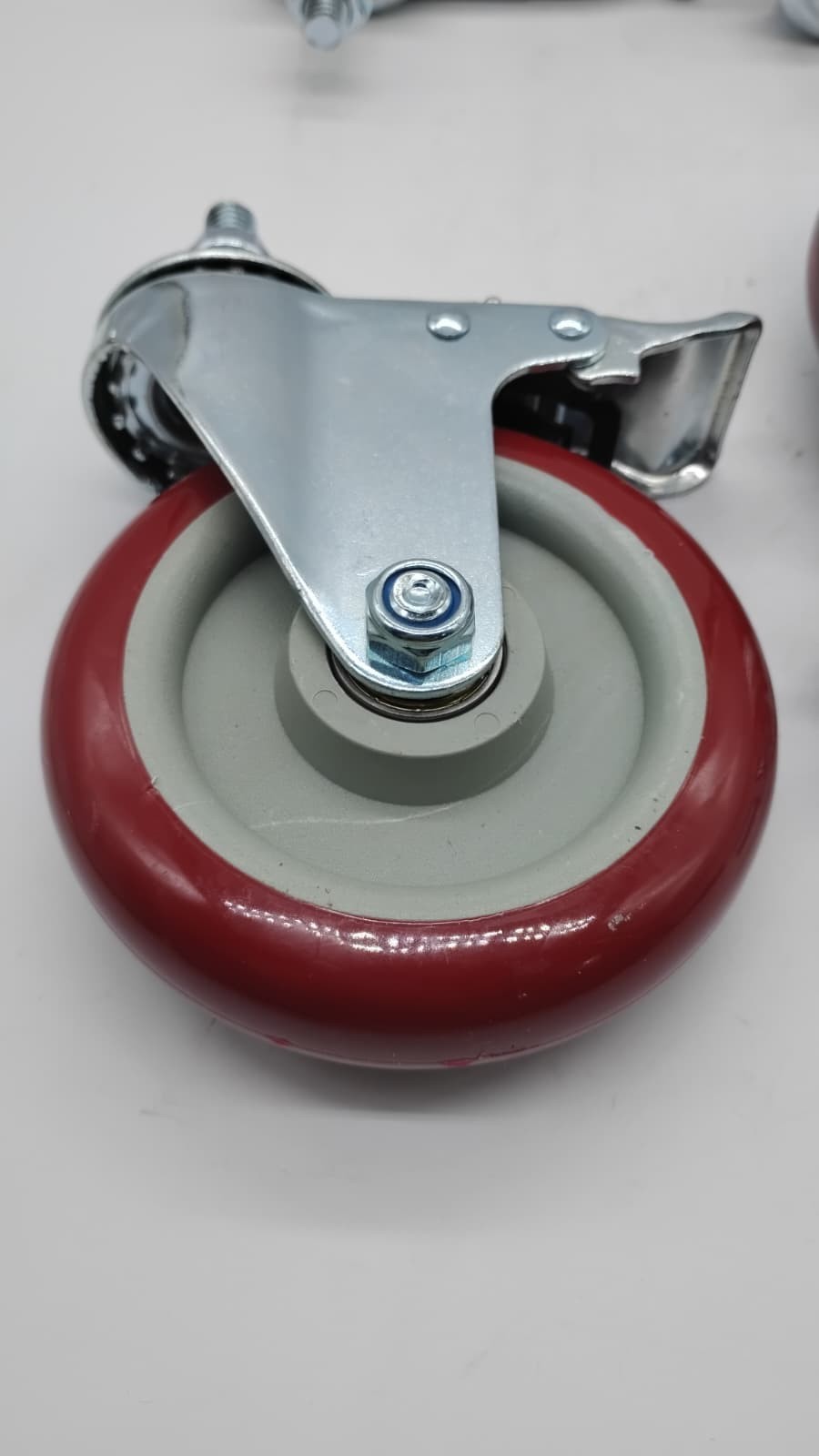 Finnhomy 5 Inch Swivel Caster Wheels Threaded Stem Heavy Duty Red 2200Lbs, 4 pk