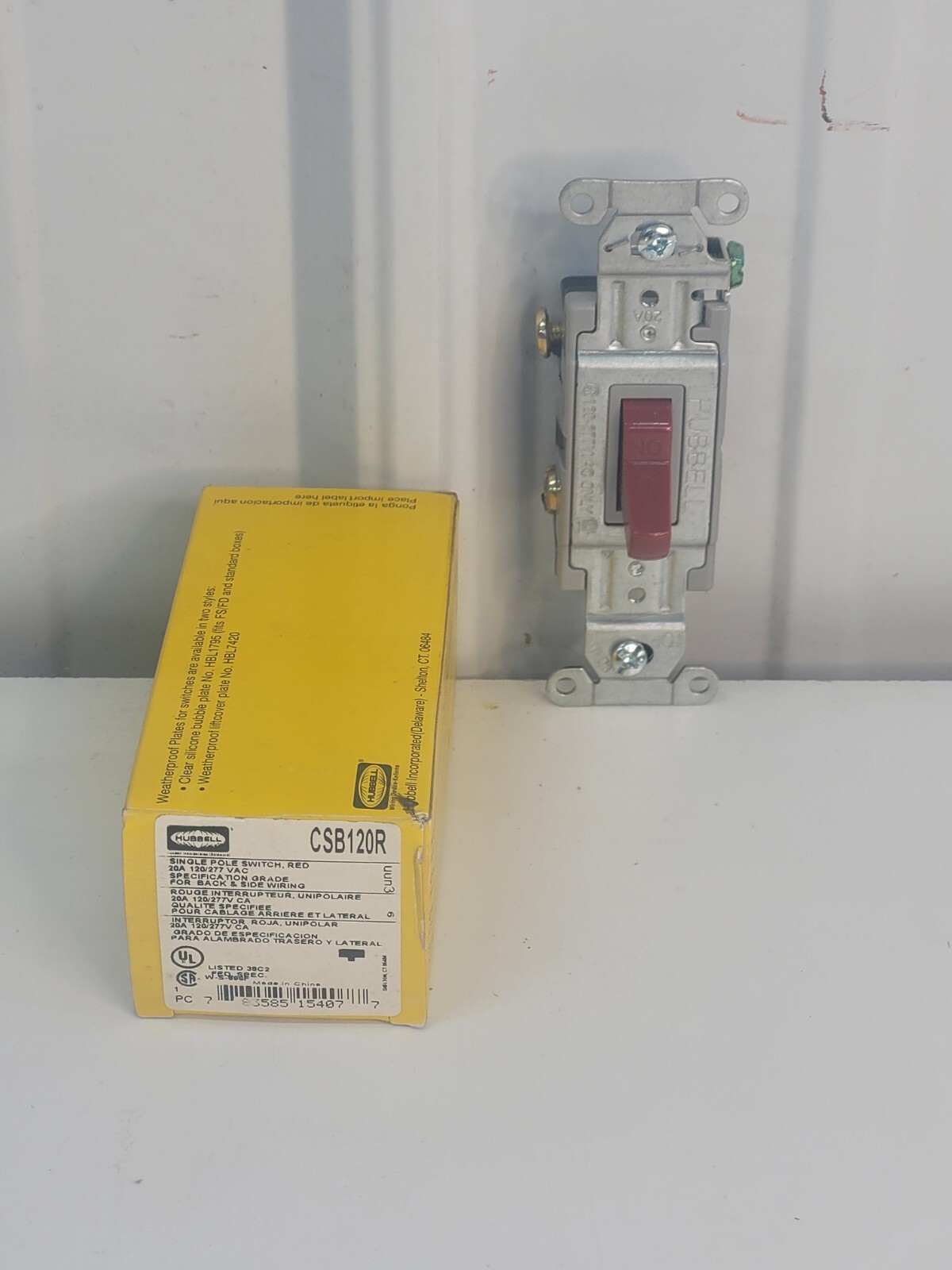Hubbell Wiring CSB120R Commercial Side, Back Wired Single Pole 20A RED Qty 1 d10