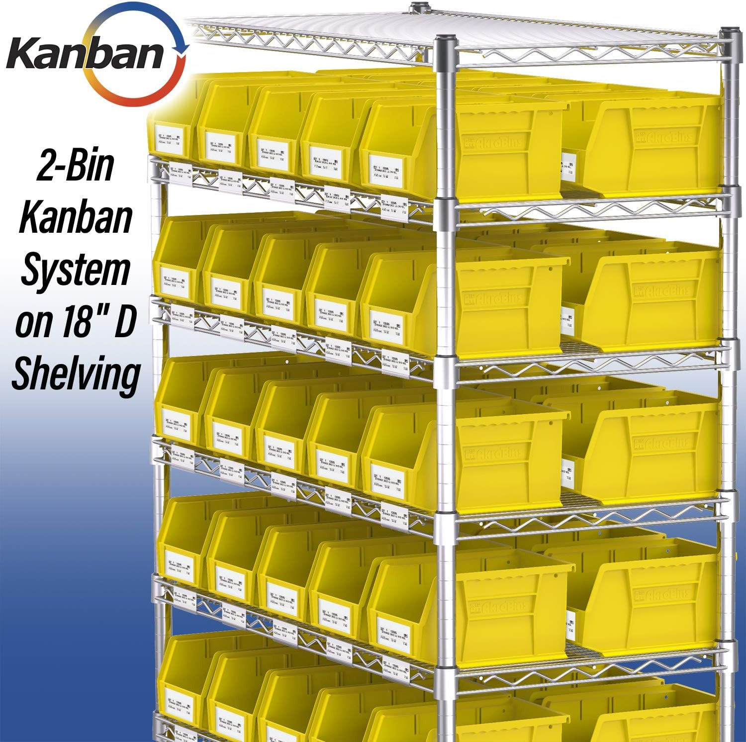 Storage Bins Set: 6 Yellow & 12 Blue Plastic Organizers