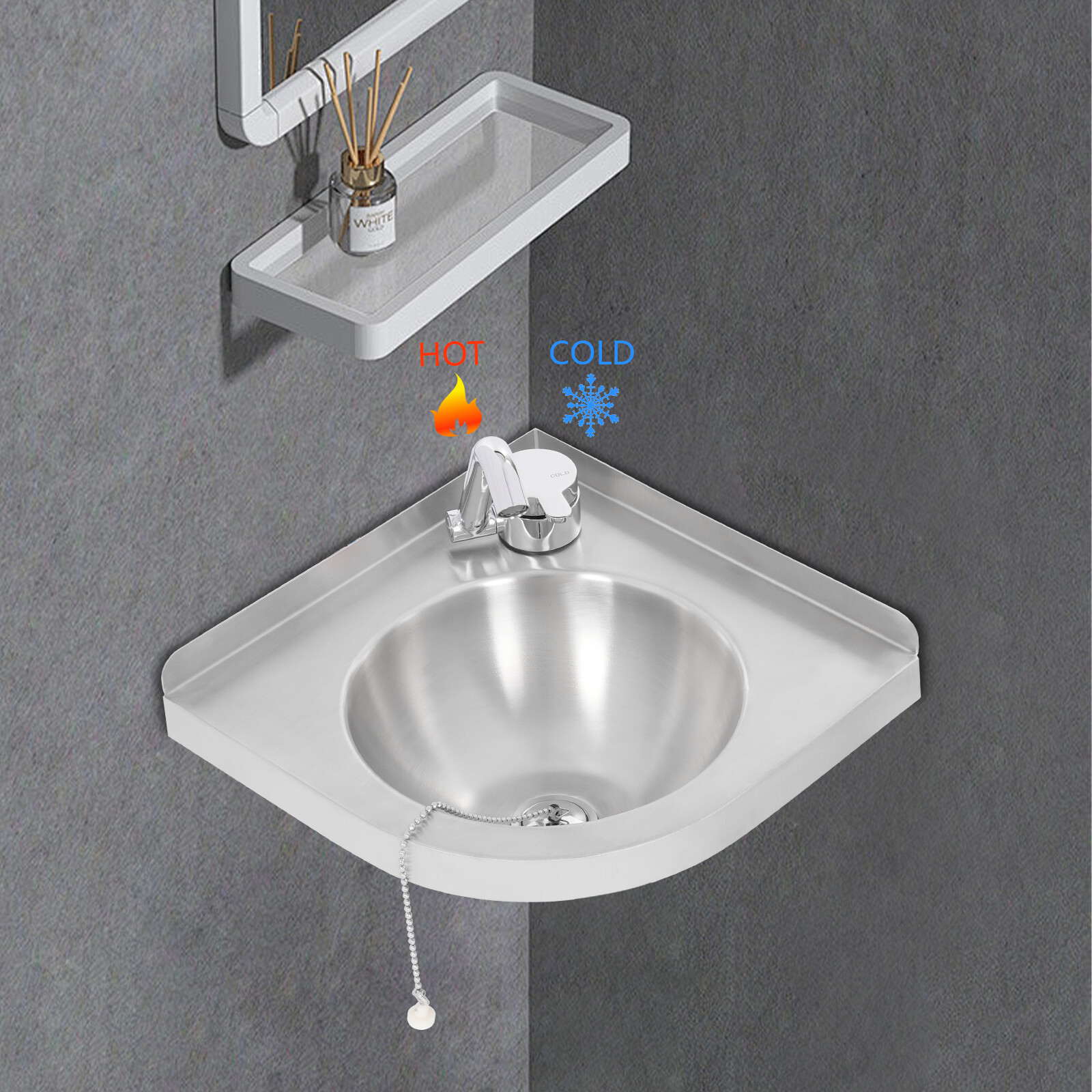 RV Caravan Camper Stainless Steel Hand Wash Basin Kitchen Triangular Sink+Faucet