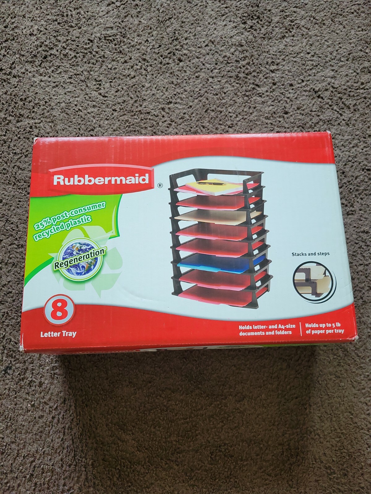 Rubbermaid Regeneration 8 Letter Tray Stacks and Steps NEW and Sealed Trays