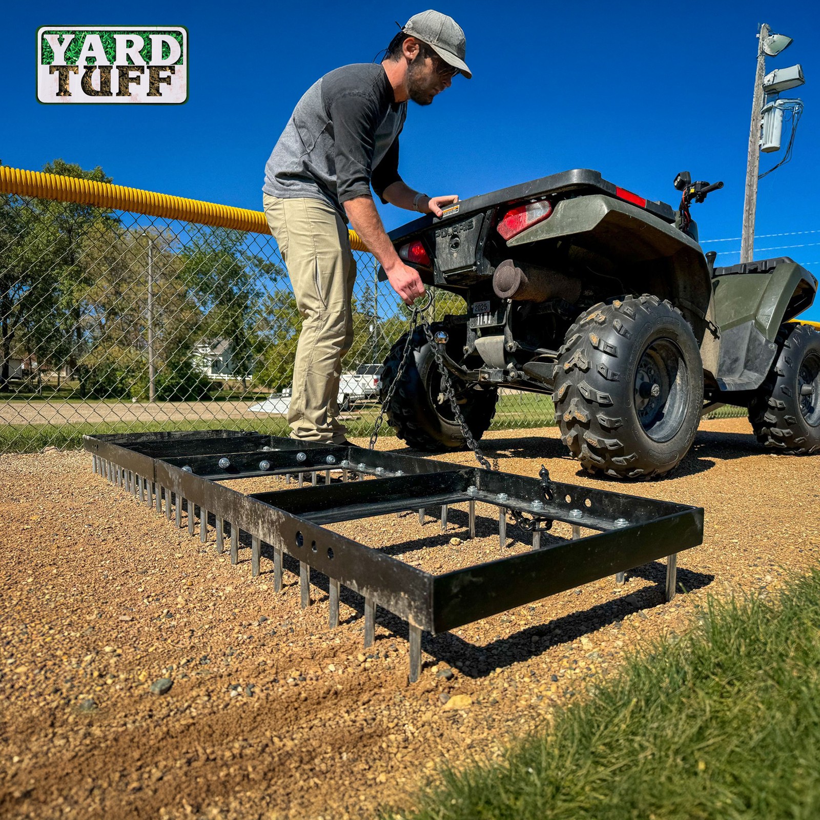 Yard Tuff Spike Drag, Tow Behind Lawn Field Leveling Attachment, 6 Ft Wide