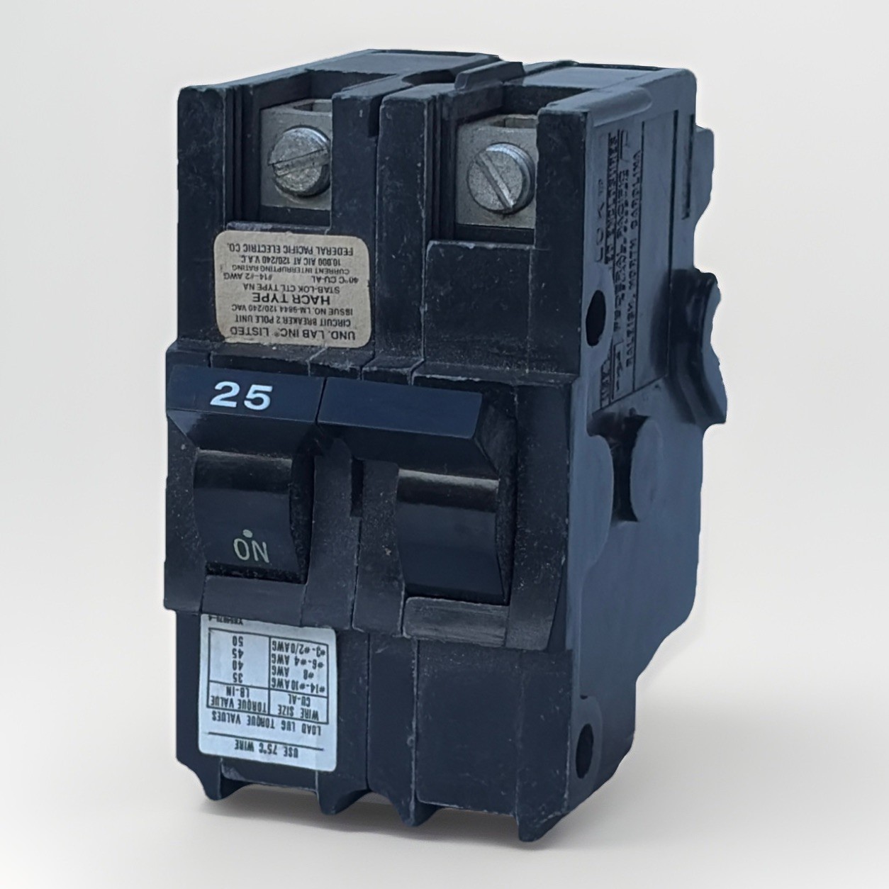 FPE Federal Pacific NA225 25 Amp 2 Pole NA225 2PNA25 Stab Lok Breaker Thick NA