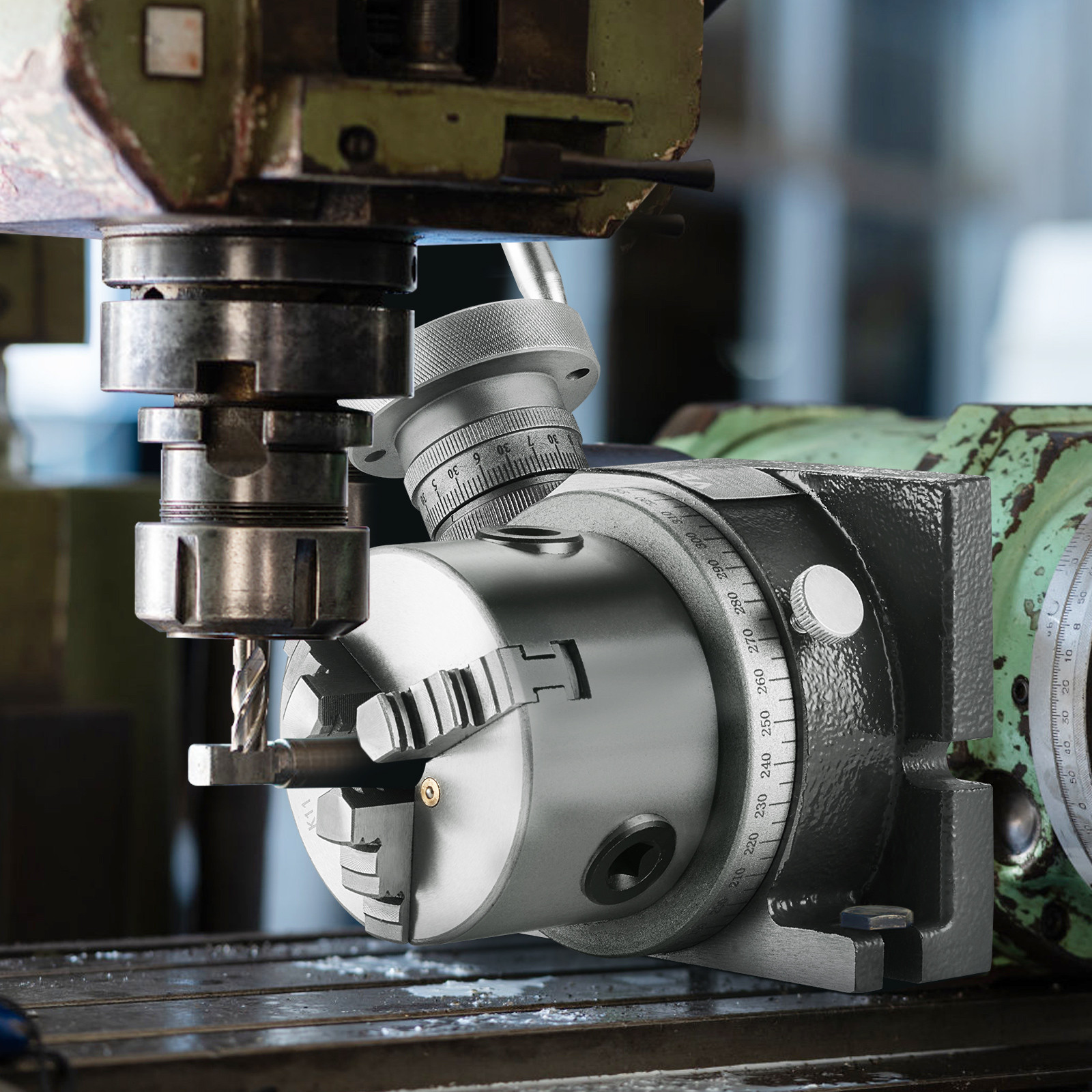 VEVOR Rotary Table for Milling Machines 4» Horizontal Vertical with 3-Jaw Chuck