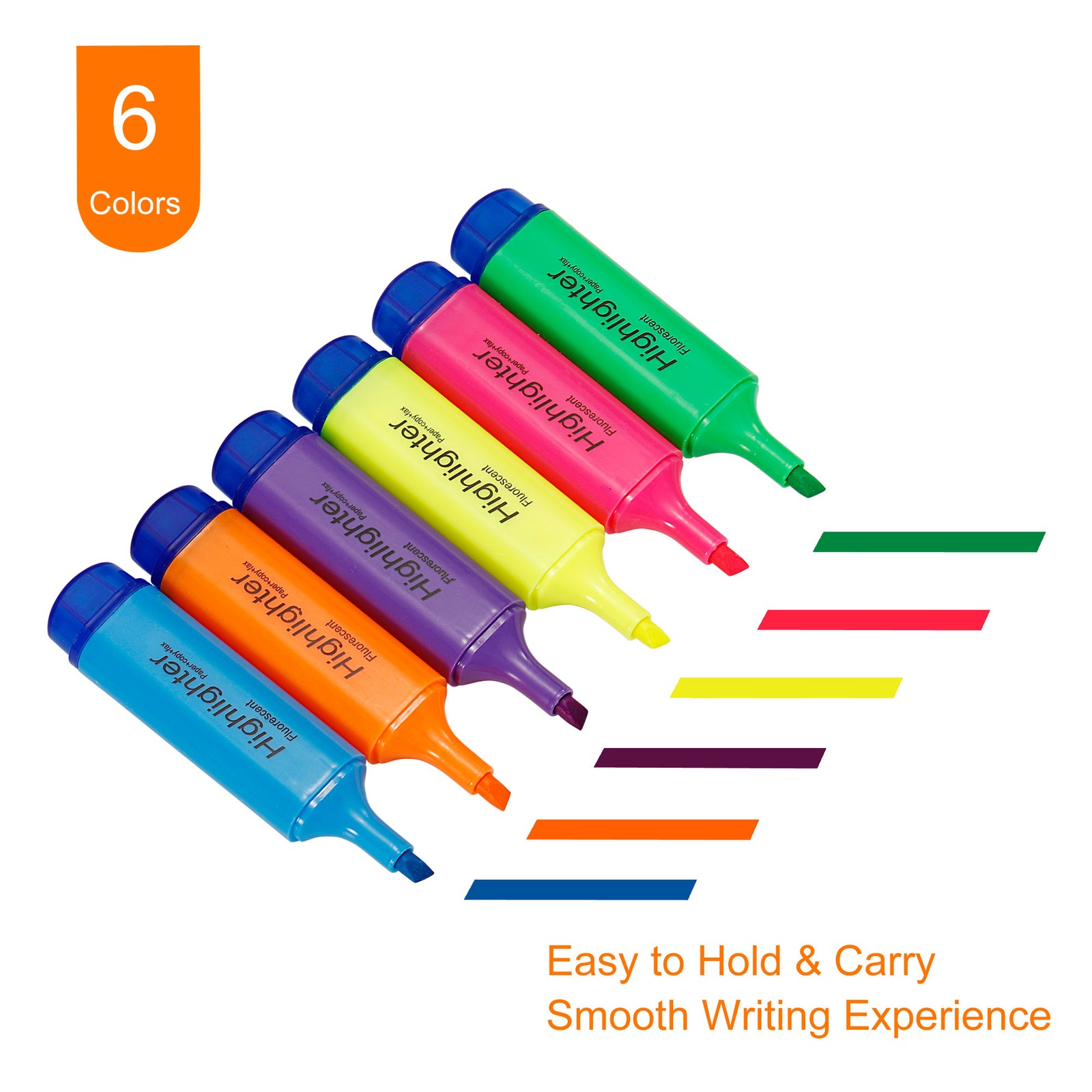 6Pcs 6 Colors Highlighter Pen for OFFICE DAILY USE Writing Marker Pens