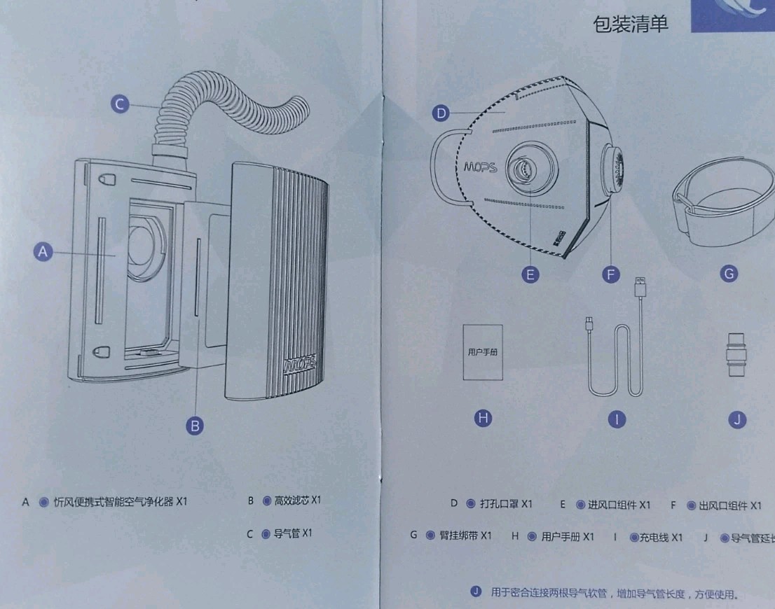 Electric Wearable Air Purifier Maskes,Air Supply,With HEPA Filter,for White