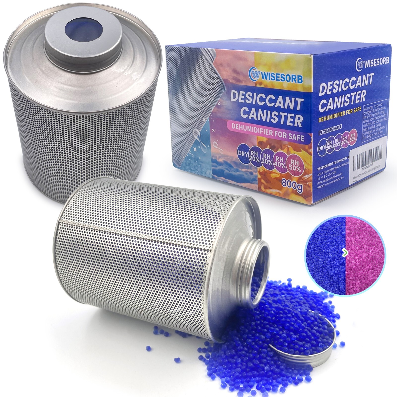 800 Grams Silica Gel Reusable Canister Desiccant, 1 Pack Gun Safe Dehumidifier