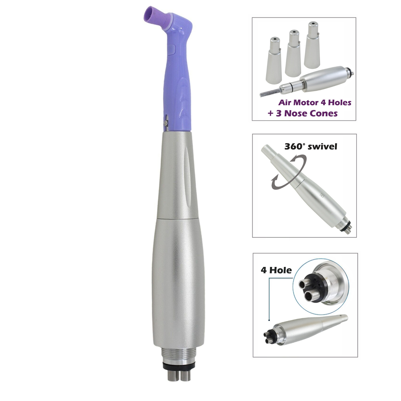 Dental Hygiene Prophy Air Motor Handpiece Midwest 4Hole Straight Nose Cone 360°