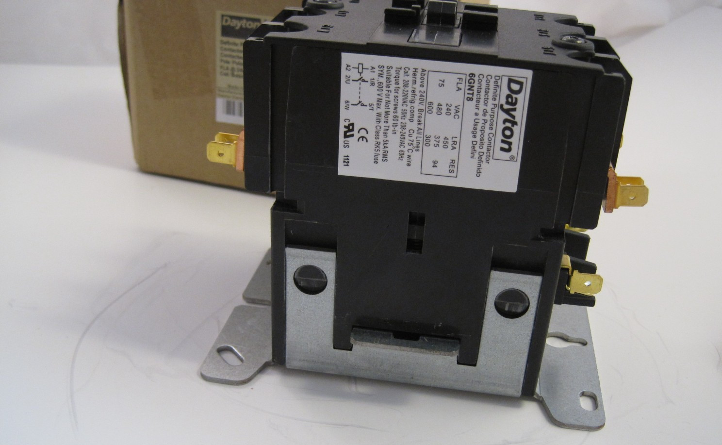 DAYTON 2 Pole 75A 208-240 Volt Coil Definite Purpose Contactor (2NO) – 75FLA –
