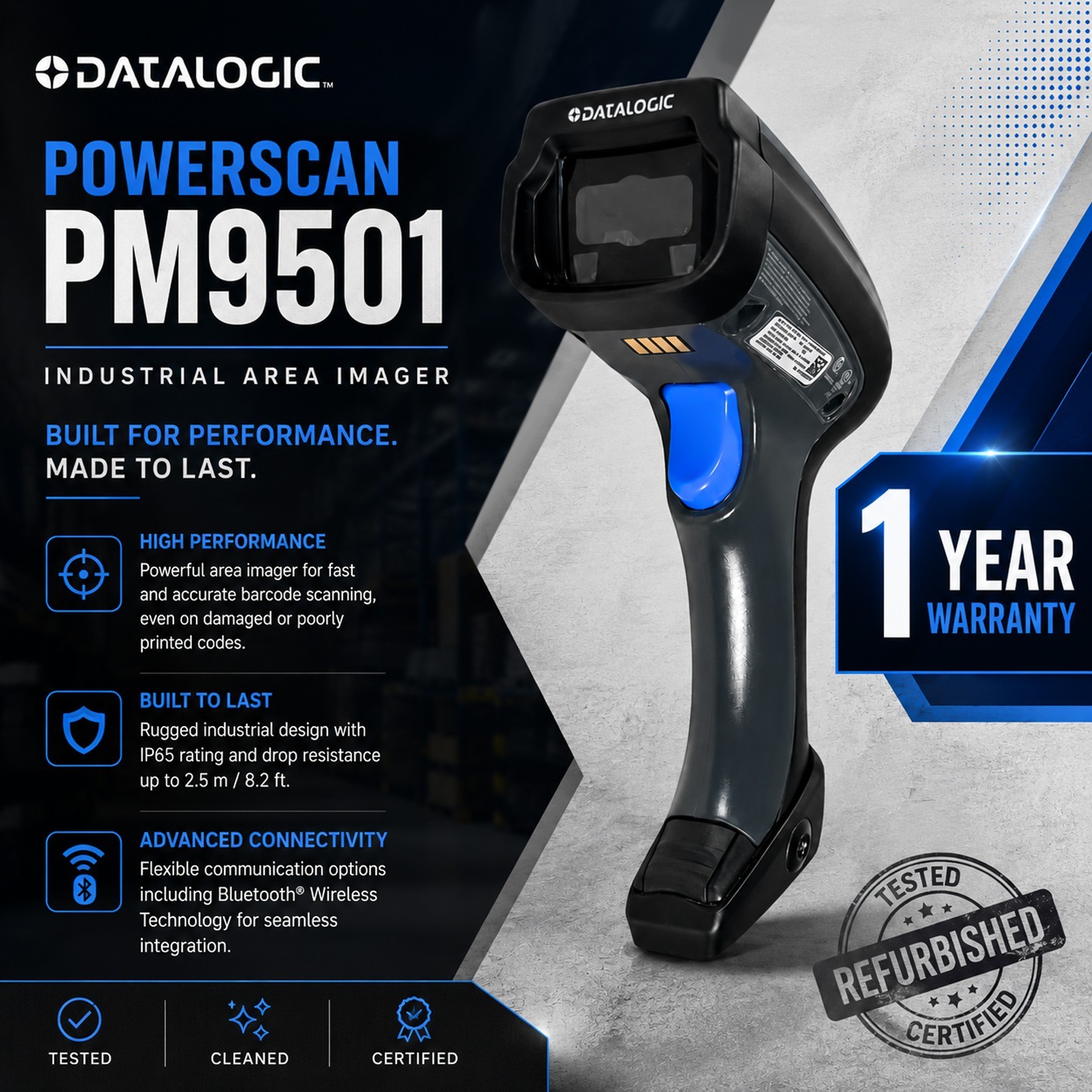 💙Datalogic POWERSCAN PM9501💙Wireless Barcode Scanner Retail POS Industrial