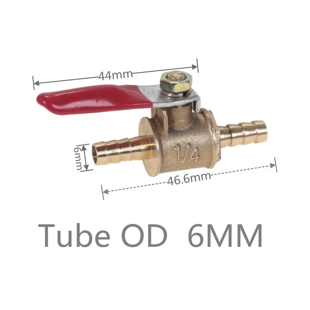 6mm 8mm 10mm 12mm Hose Barb Water Gas Fuel Shut-off Brass Ball Valve Switch