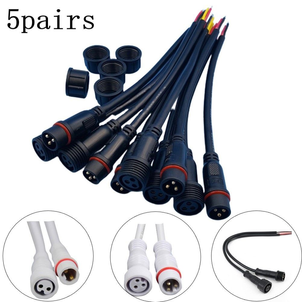 5 Pairs IP65 Waterproof 2/3-Pin 22AWG Wire LED Male And Female Cable Connector