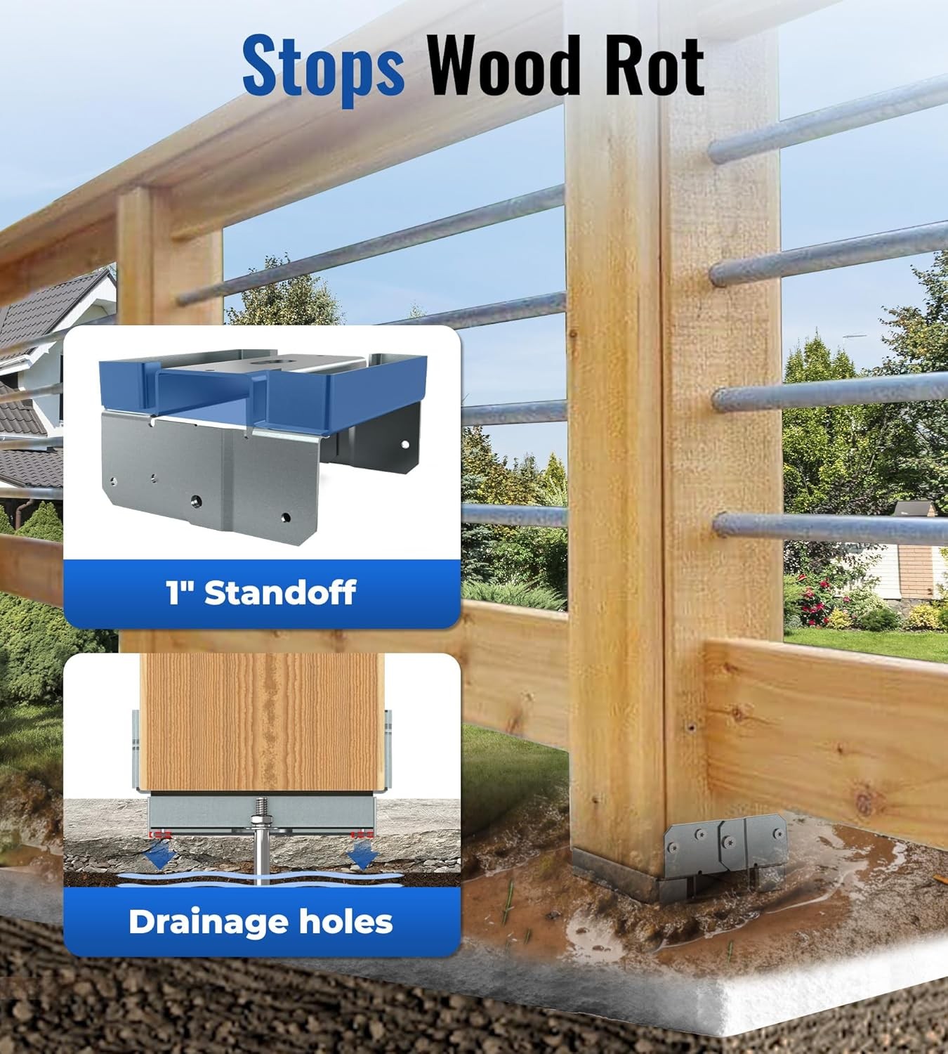 8 Pack 6×6 Post Base Brackets Heavy Duty Wood Post Fence Post Anchor Black Steel