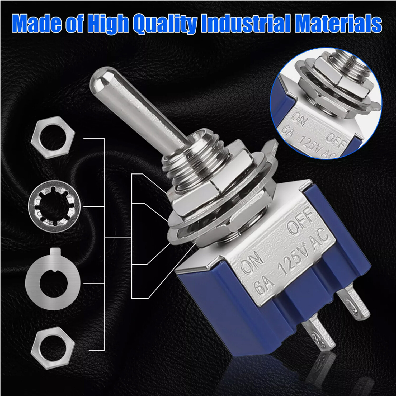 10PCS MTS-101 2 Position Mini Toggle Switch 2 Pin SPST ON-OFF 6A 125V AC