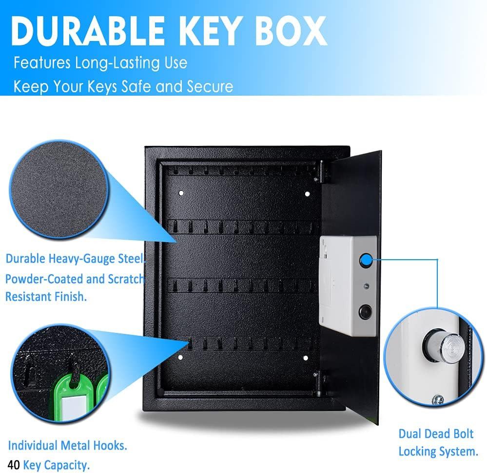 Key Box Wall Mount 40 Position Valet Digital Car Key Cabinet Lock Box with Code