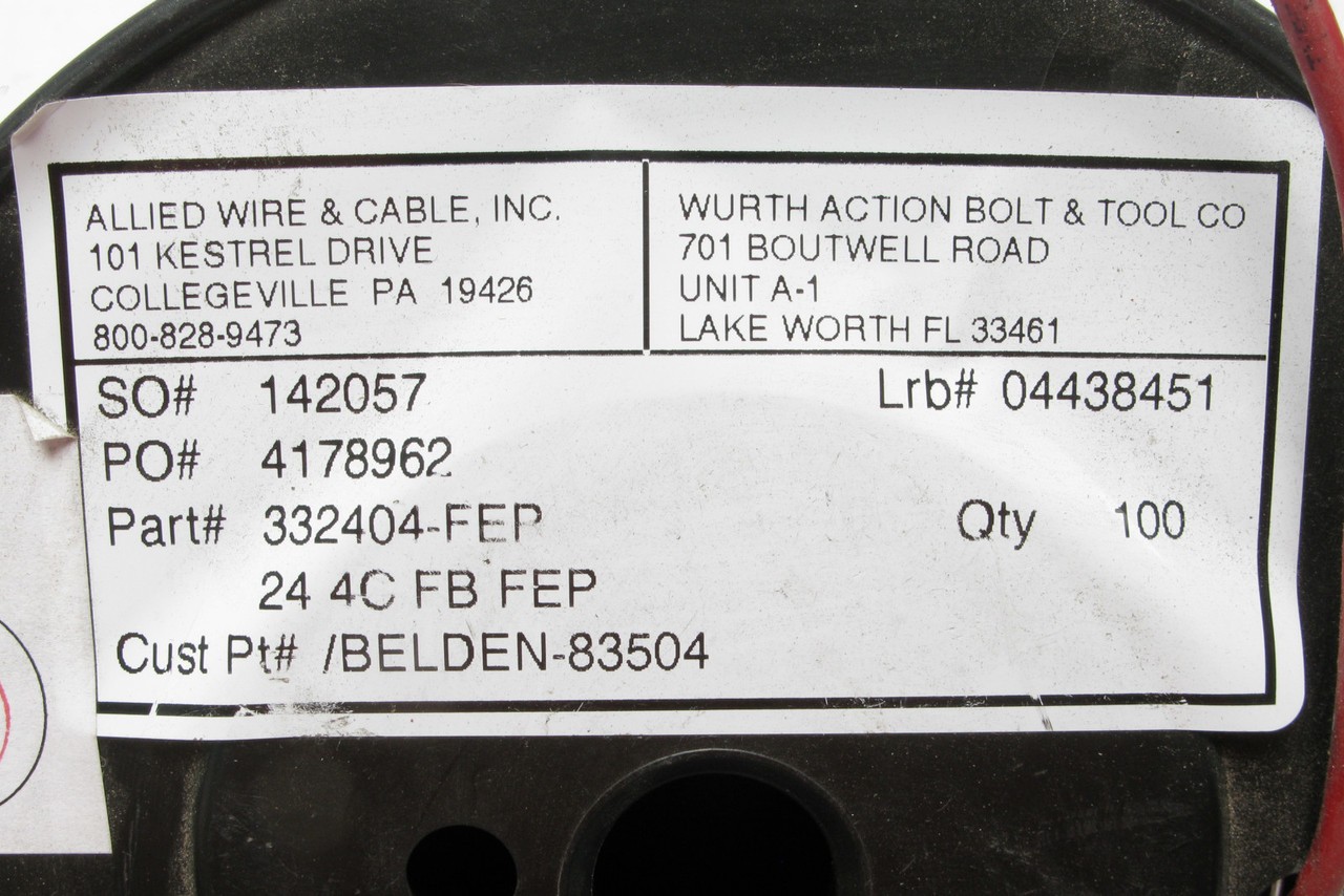 Belden 83504 24AWG, 4-conductor, Shielded Cable, FEP Jacket, 100ft