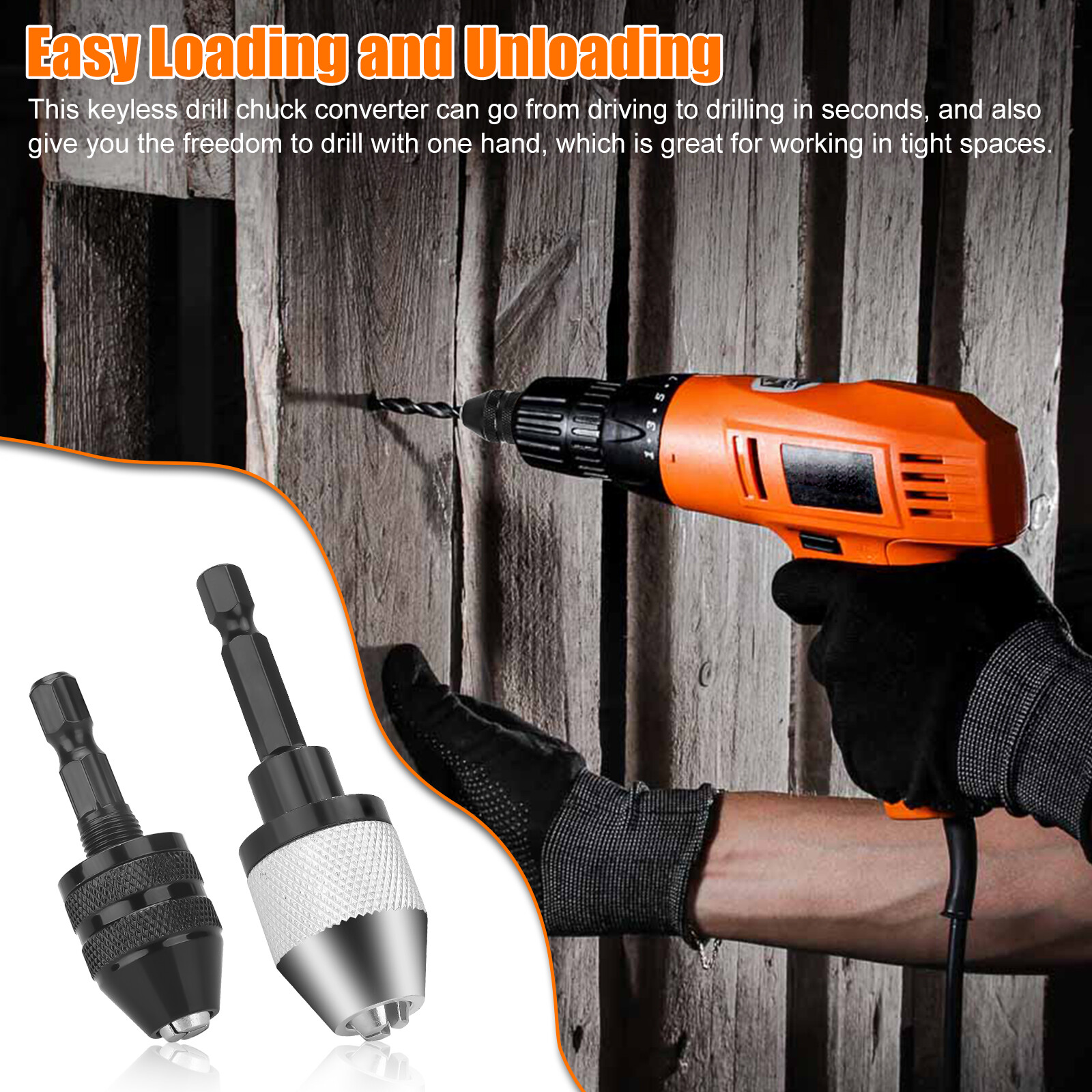 2Pcs 1/4″ Inch Hex Shank Keyless Drill Bit Chuck Quick Change Adapter Converter