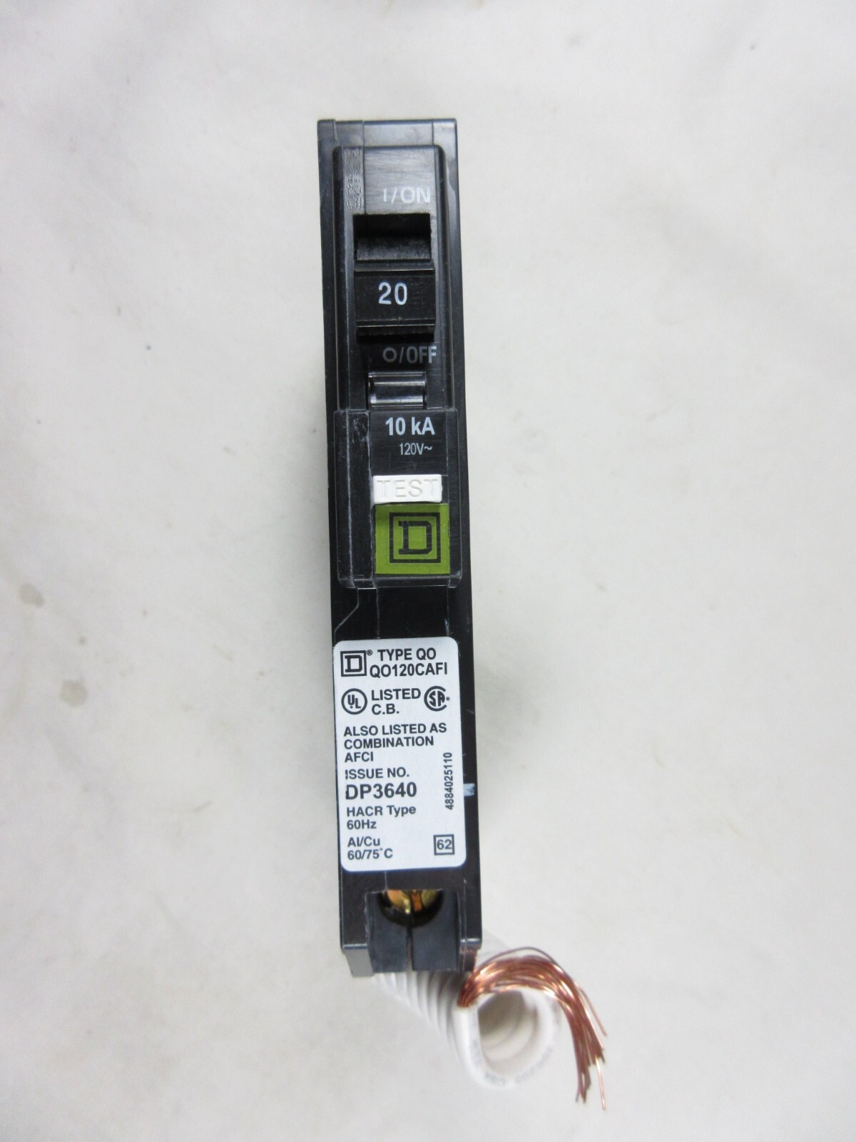 Schneider, Square D, Circuit Breaker, QO120CAFI, 20 Amps, 120 Volts, New in Box