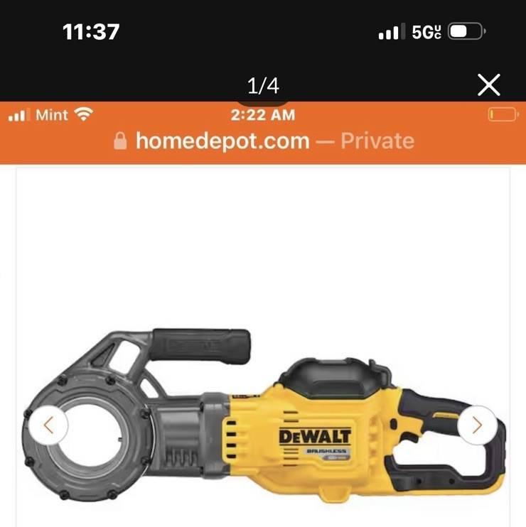 DEWALT FLEXVOLT DCE700 Pipe Threading Machine NPT RH w/ Die Heads 1/2-2″