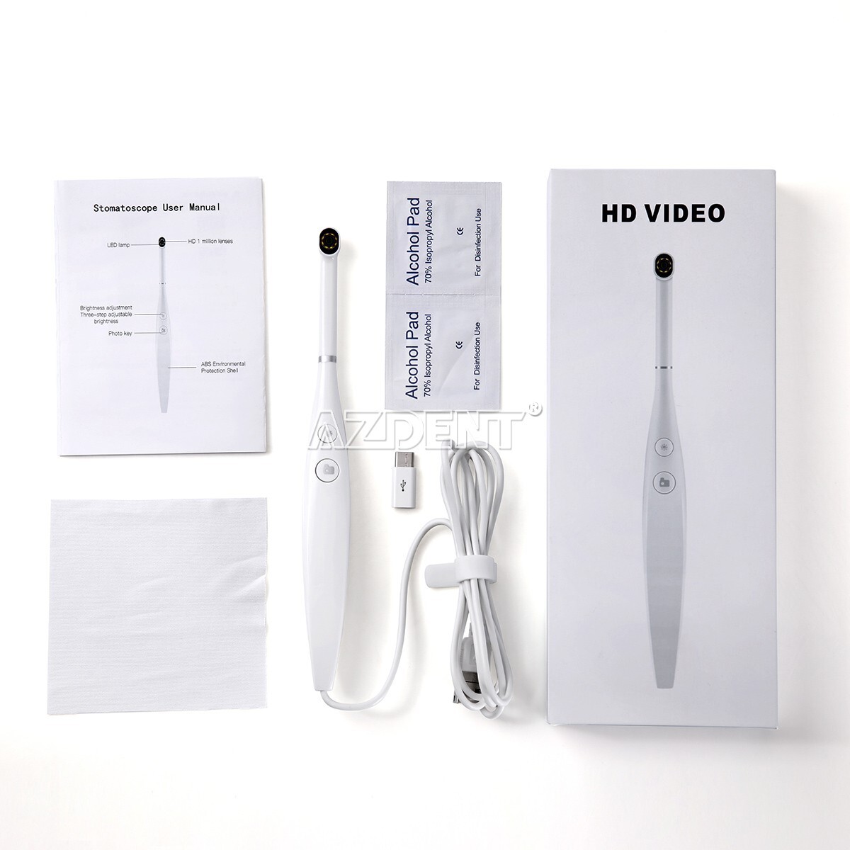 AZDENT Dental Intraoral Camera USB HD Camera 8 LED Lights 3-speed Adjustment