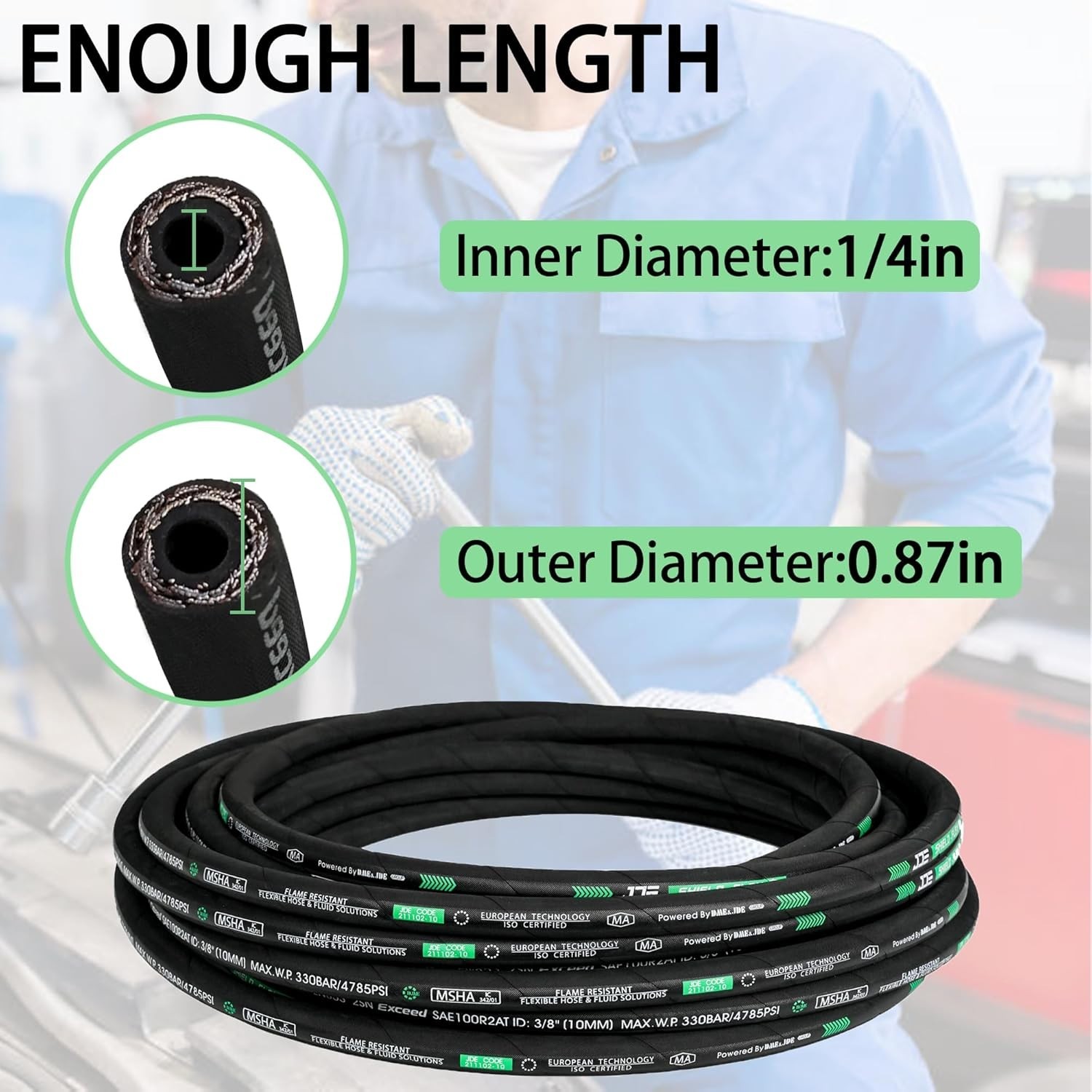 100ft 1/4 hydraulic hose 20PCS 1/4 NPT Male & JIC 37° Female Hose Fitting