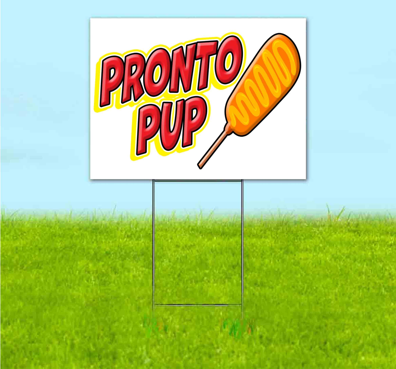 PRONTO PUP 18×24 Yard Sign Bandit Lawn Advertising FAIR FOOD CORN DOG