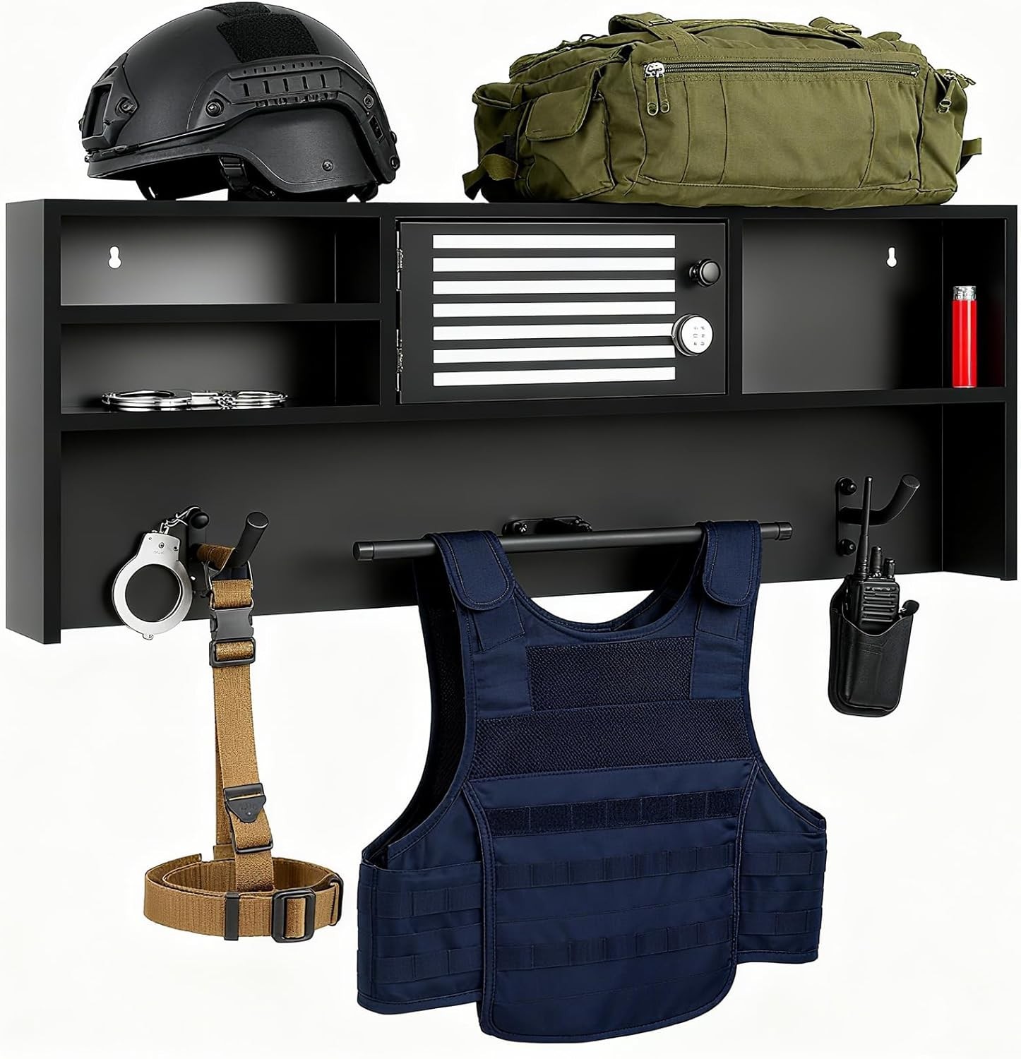 Wall Mounted Police Gear Rack 220lb Metal Police Gear Stand for Law Enforcement