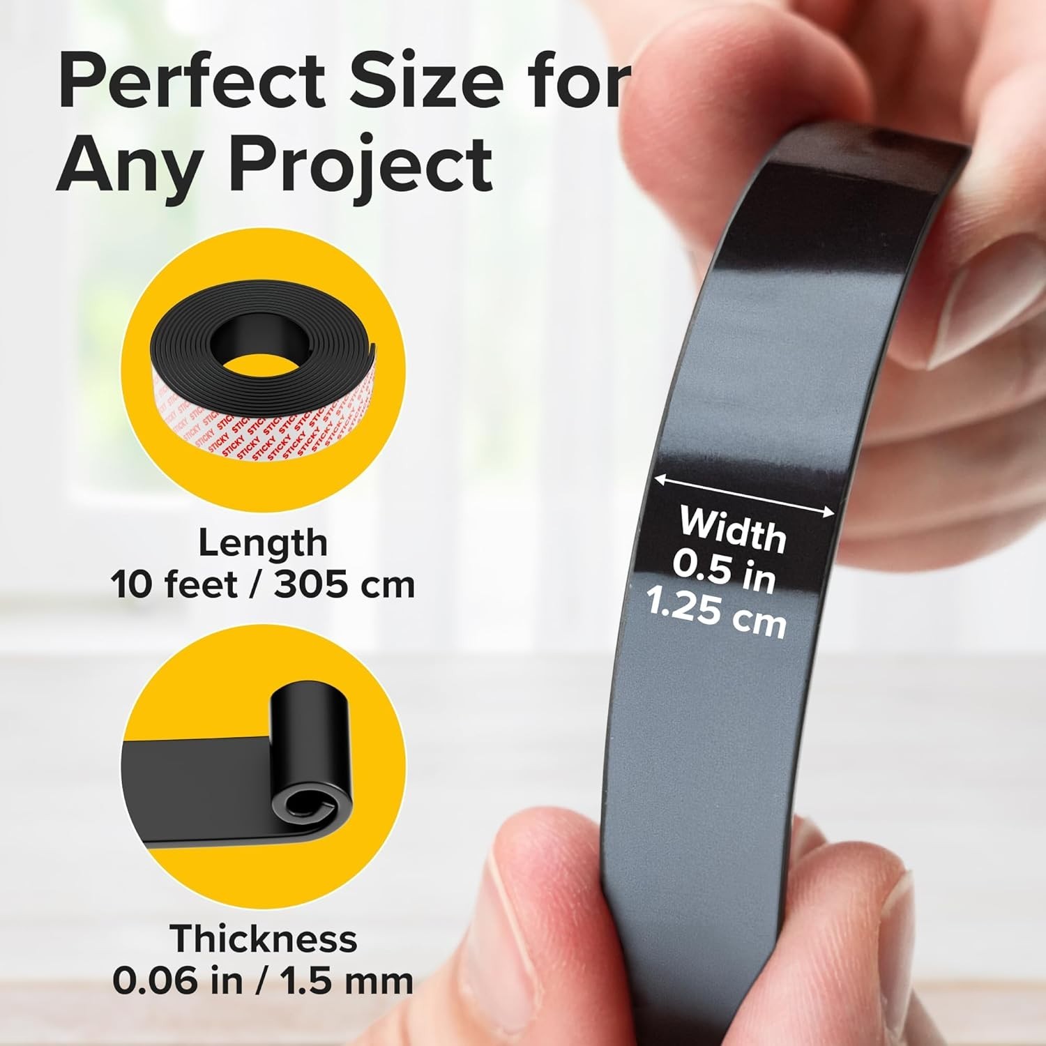 Super Sticky Magnetic Tape 10ft x 1/2in for Easy DIY Crafts & Organization