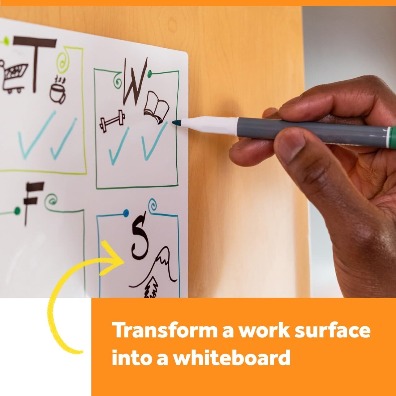 Post-it Dry Erase Whiteboard Film Surface for 4″W x 25.6″H, 3 Ft X 2