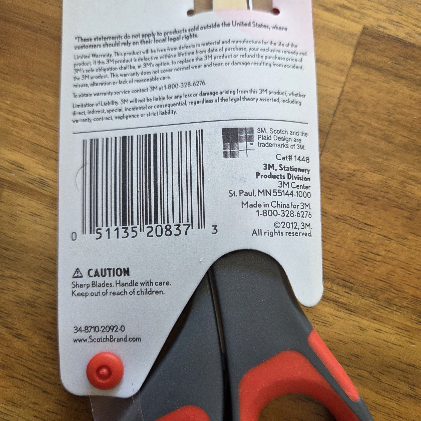 Scotch Precision Scissor 8 Inch Smooth Cut Fabric Paper 3M 1448 Gray Red, 3 Pack