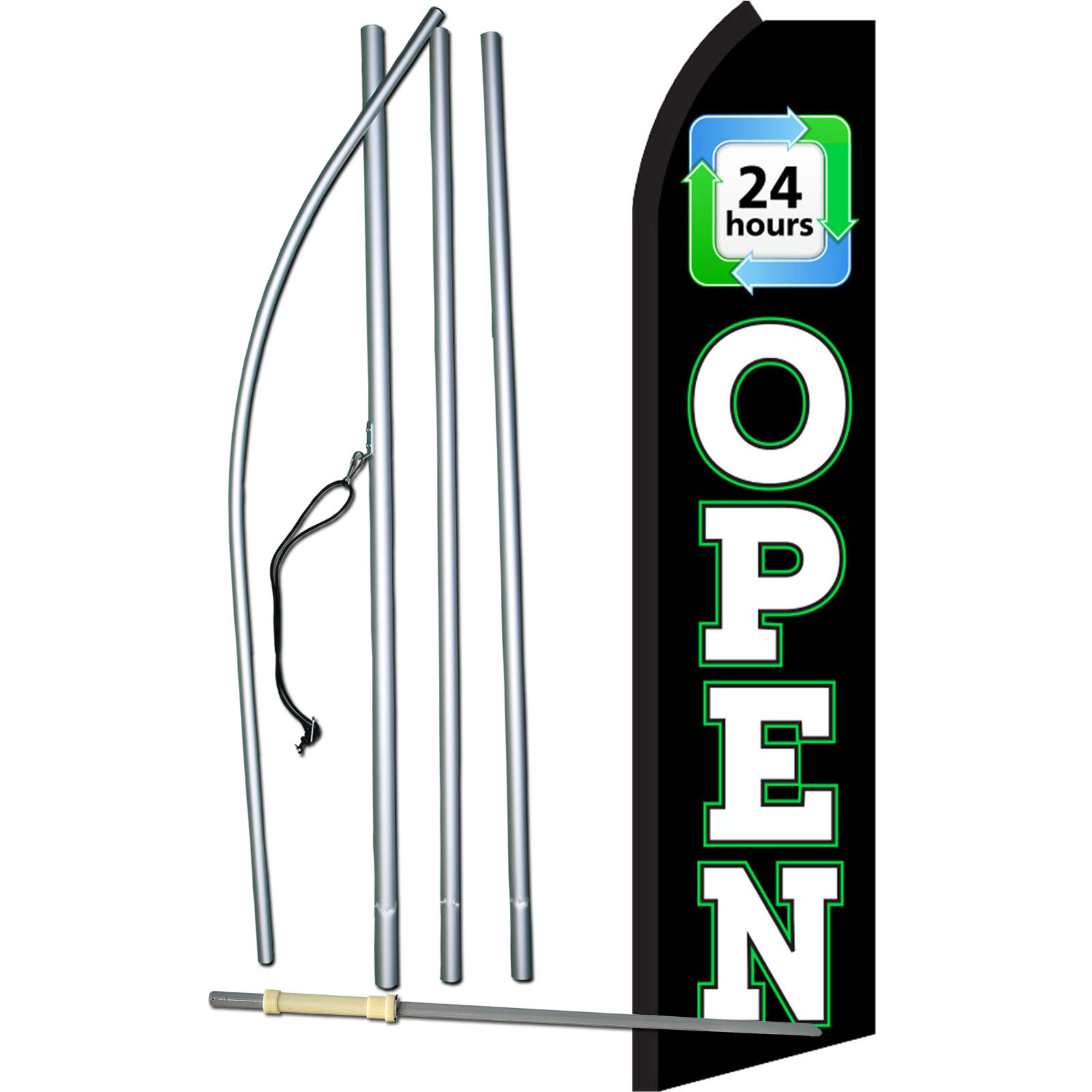 Open 24 Hours Complete Swooper Flag Bundle