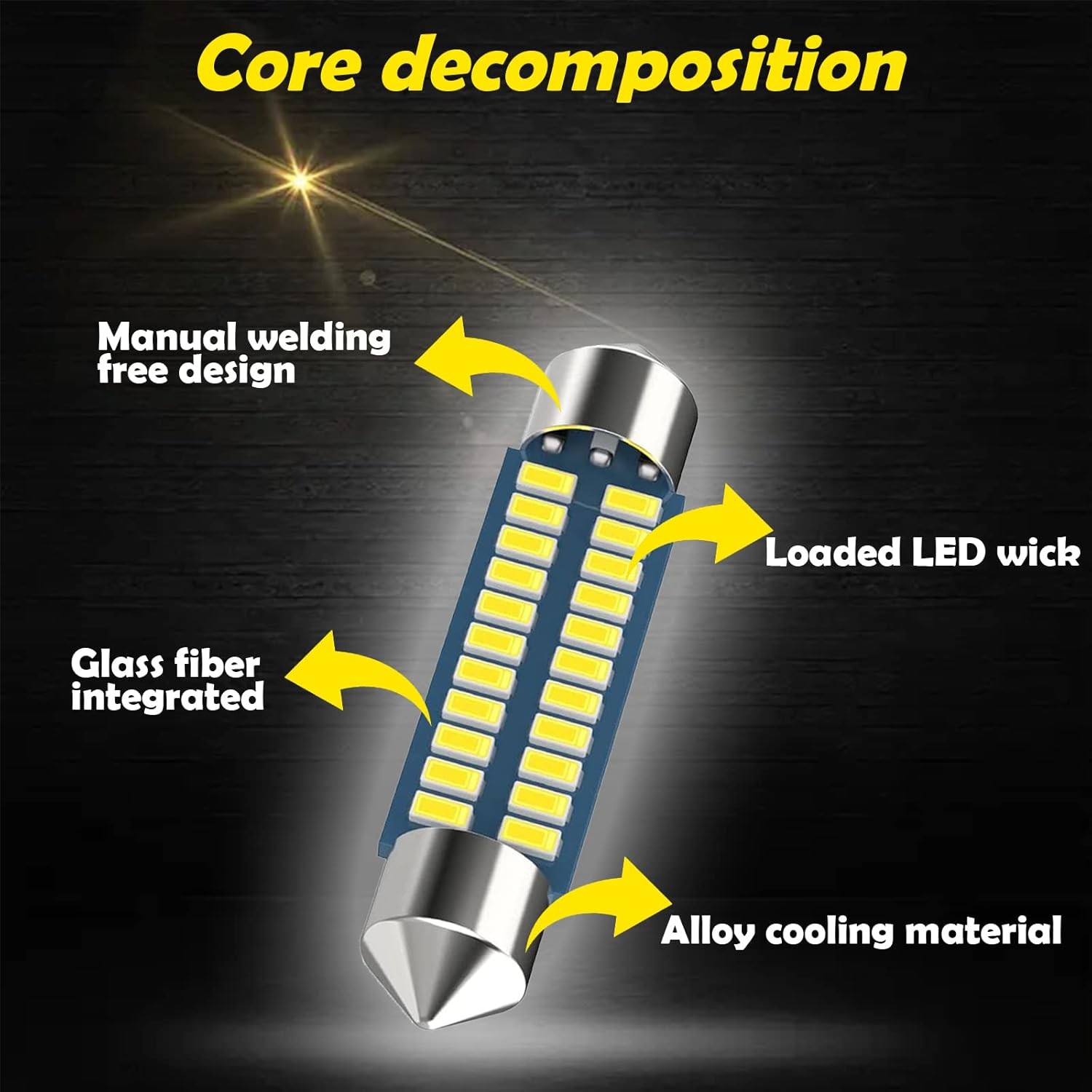 Auto 578 211-2 212-2 LED Festoon Bulb 41mm 42mm (1.65in) for Size: 4 PCS #42MM
