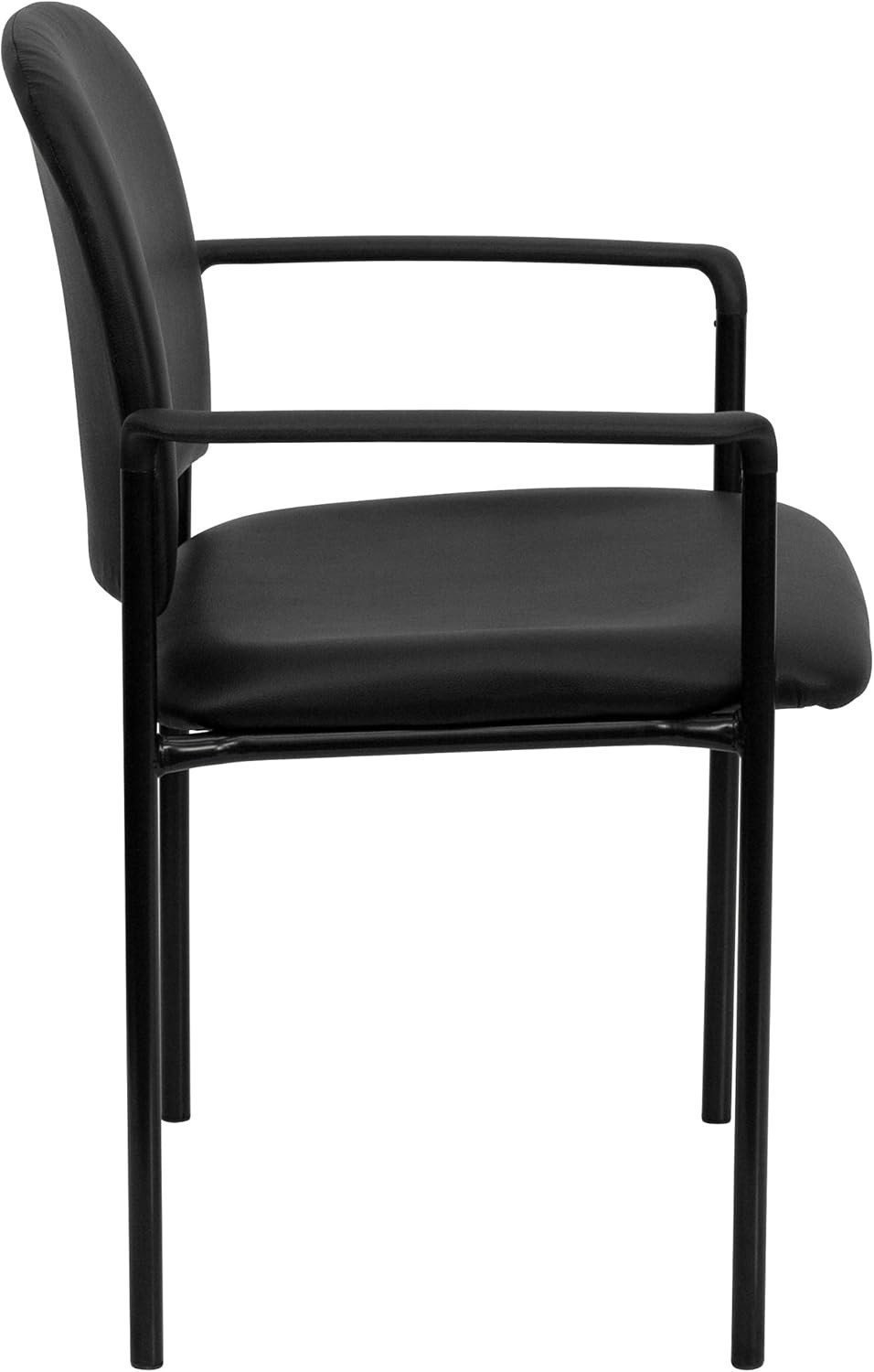 Elegant Black Vinyl Side Reception Chair with Comfort – Stackable & Lightweight