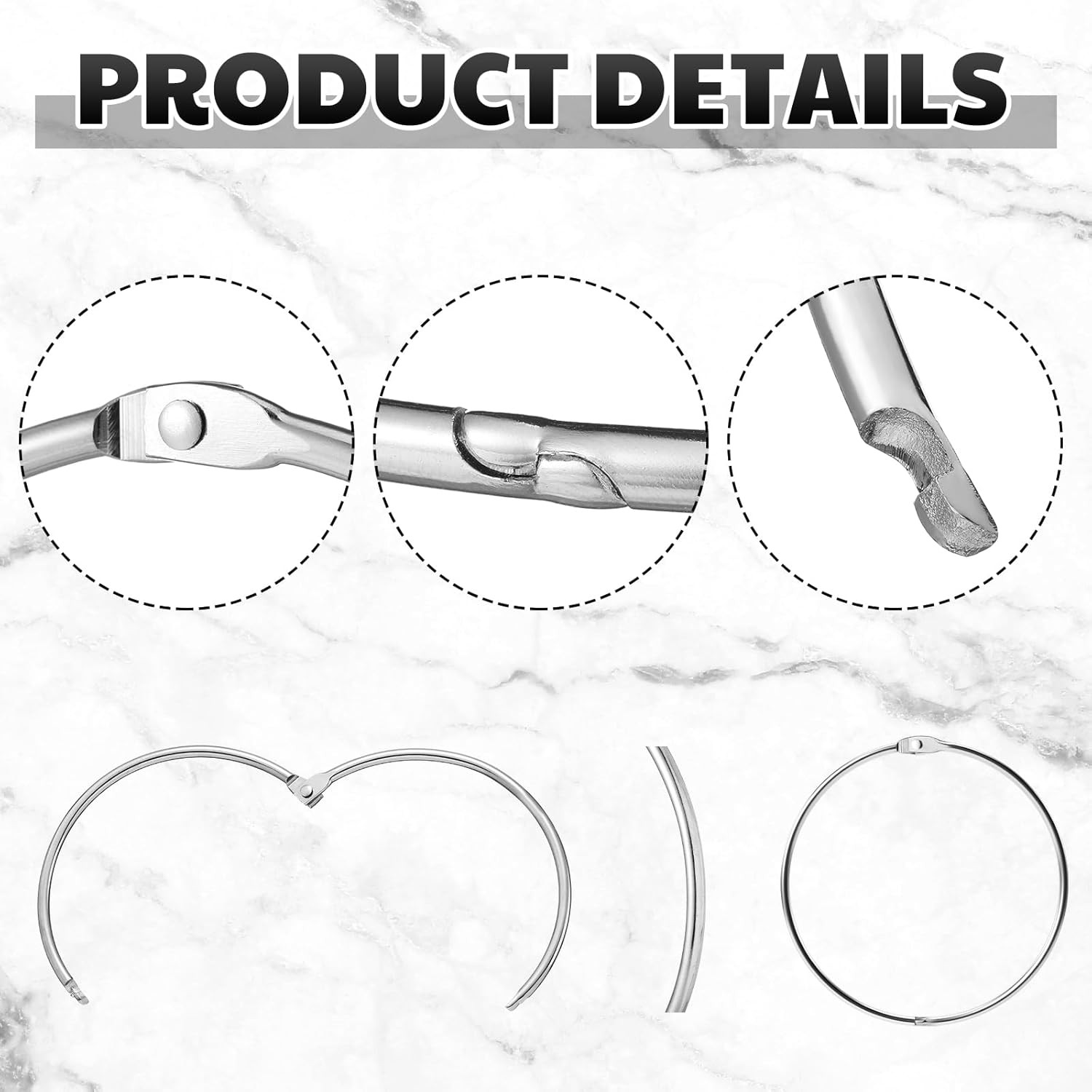 6 Pack 4 Inch Loose Leaf Binder Rings Extra Large Nickel Plated Steel Key Keycha