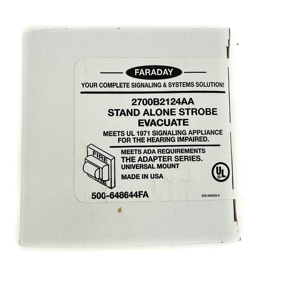 Faraday 2700B2124AA Stand Alone Strobe Evacuate 500-648644FA White – Made in USA