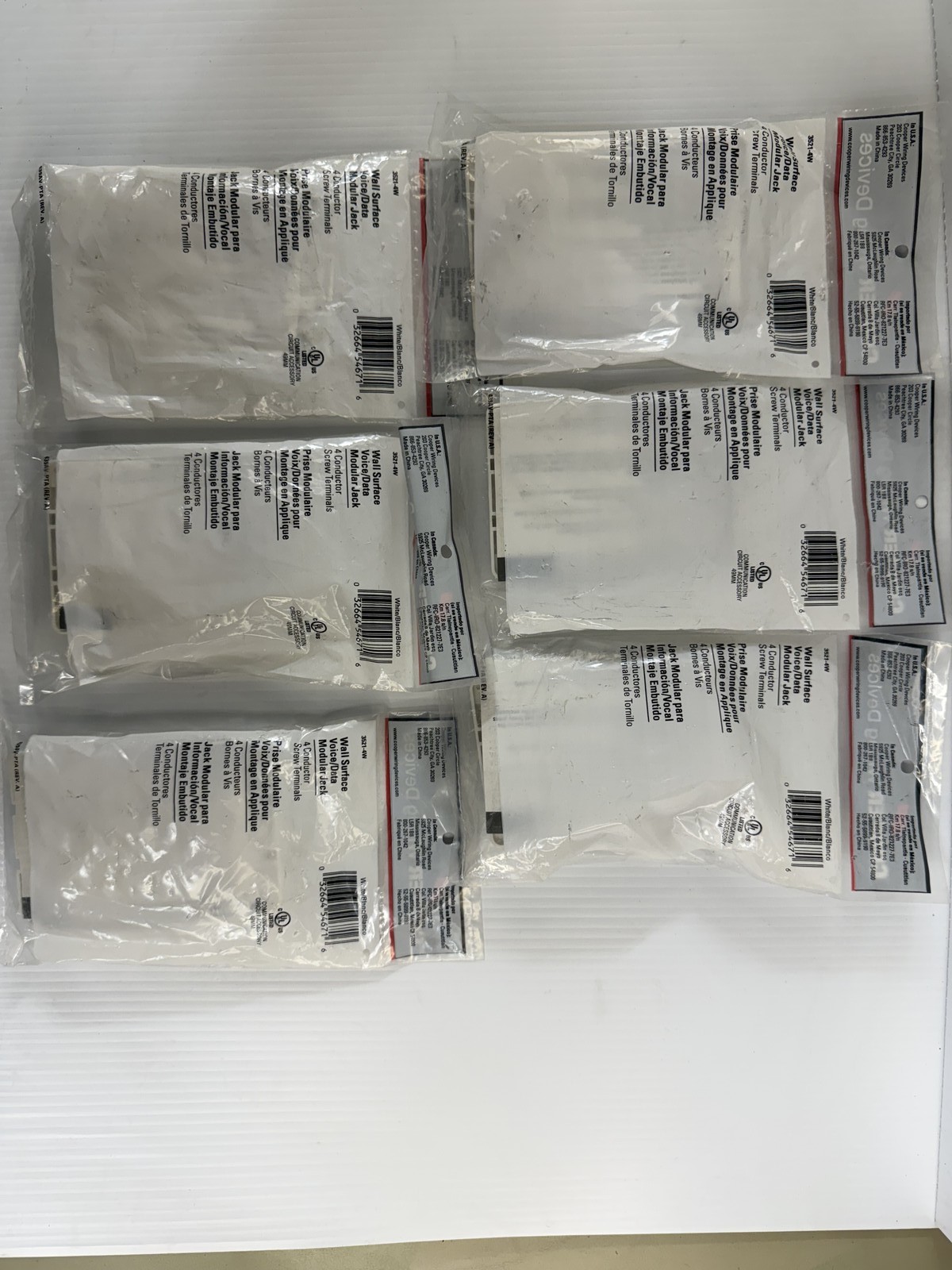 Cooper Wiring Wall Surface Voice/Data Modular Jack 3521-4W Lot of 6