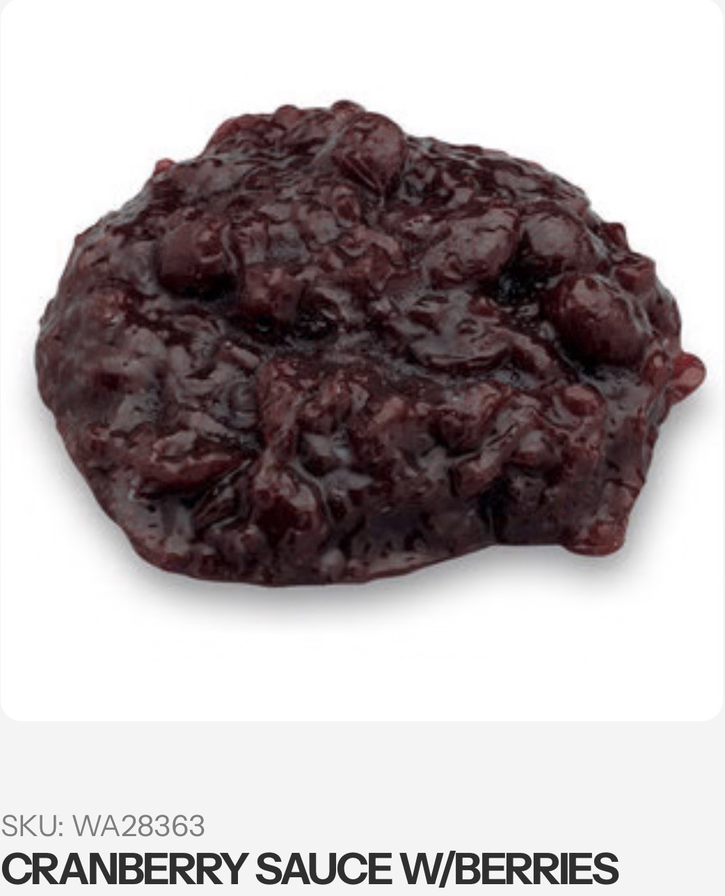 Nasco CRANBERRY SAUCE W/BERRIES Realistic Food Replicas Nutrition Movie Props