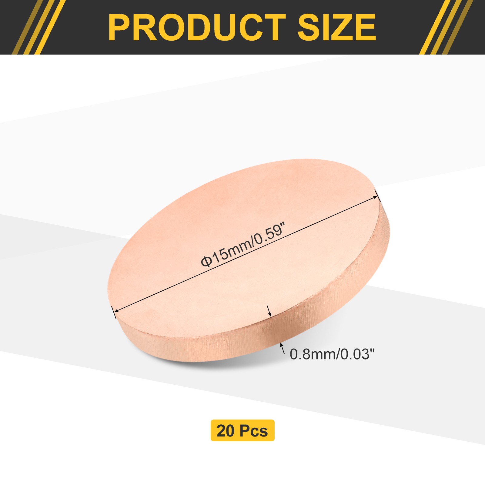 20Pcs 0.03″ Thick 0.6″ Dia C1100 Pure Copper Sheet INDUSTRIAL Copper Round Plate