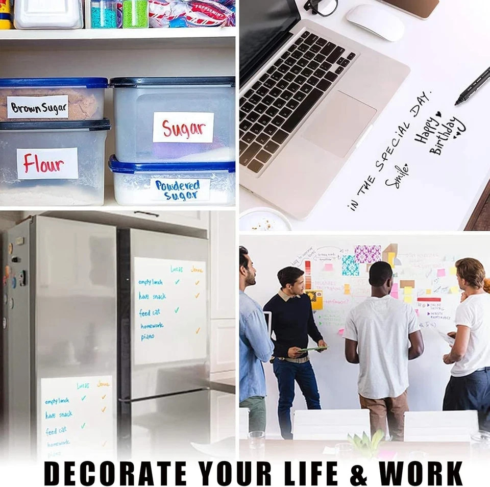 Self Adhesive White Board Paper – Dry Erase Wall Stickers Roll 17.7″ X 78.7″ (6.