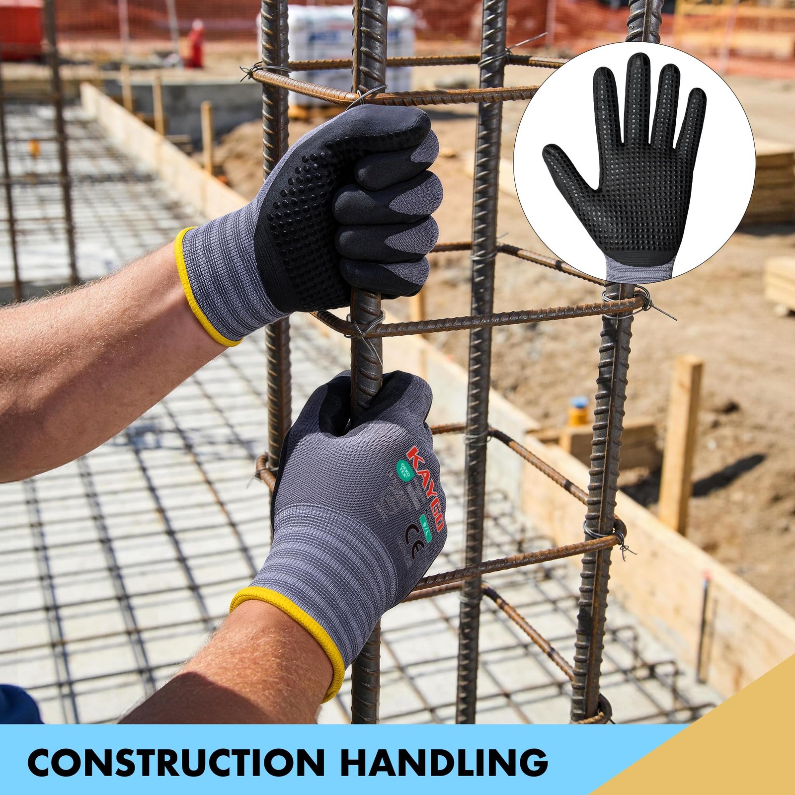 MicroFoam Nitrile Coated Work Gloves, 3 Pairs KG19N Seamless Knit Nylon, Micr…