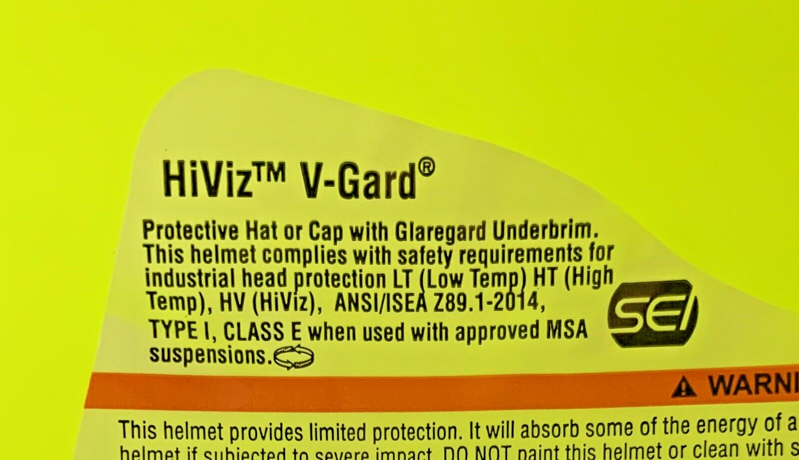 MSA 10061515 Safety Full Brim Hard Hat Type 1 V-Gard Fas-Trac Hi-Viz Yellow M