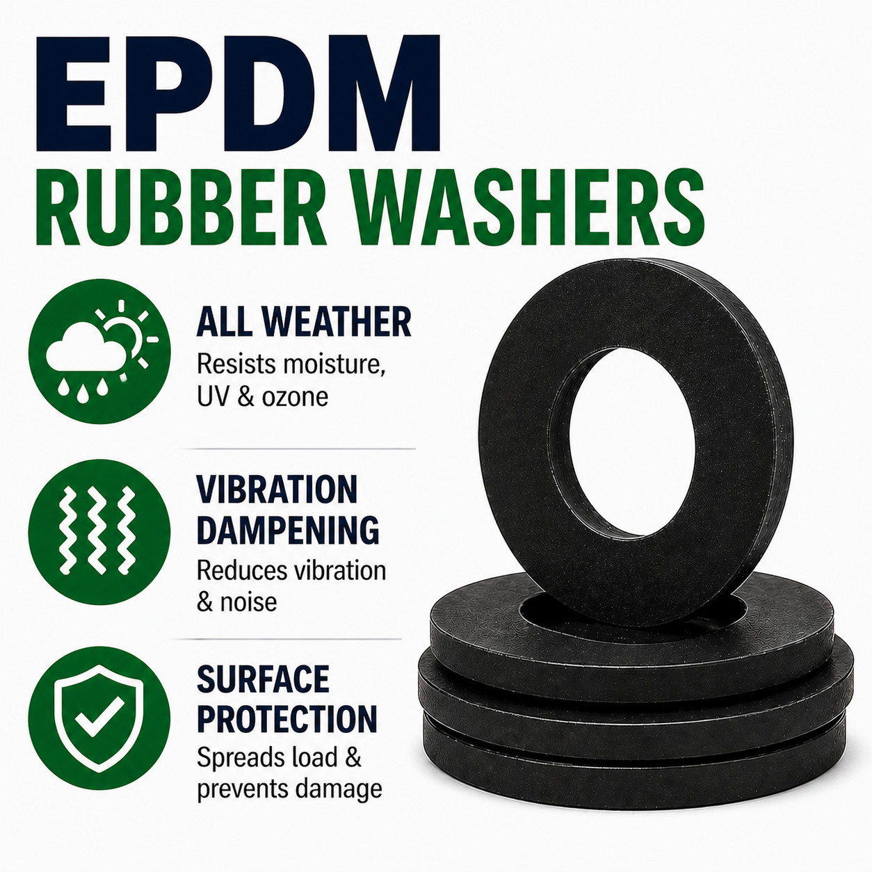 6mm M6 ID Metric Rubber Washers 9 Sizes & Thicknesses 25 per package