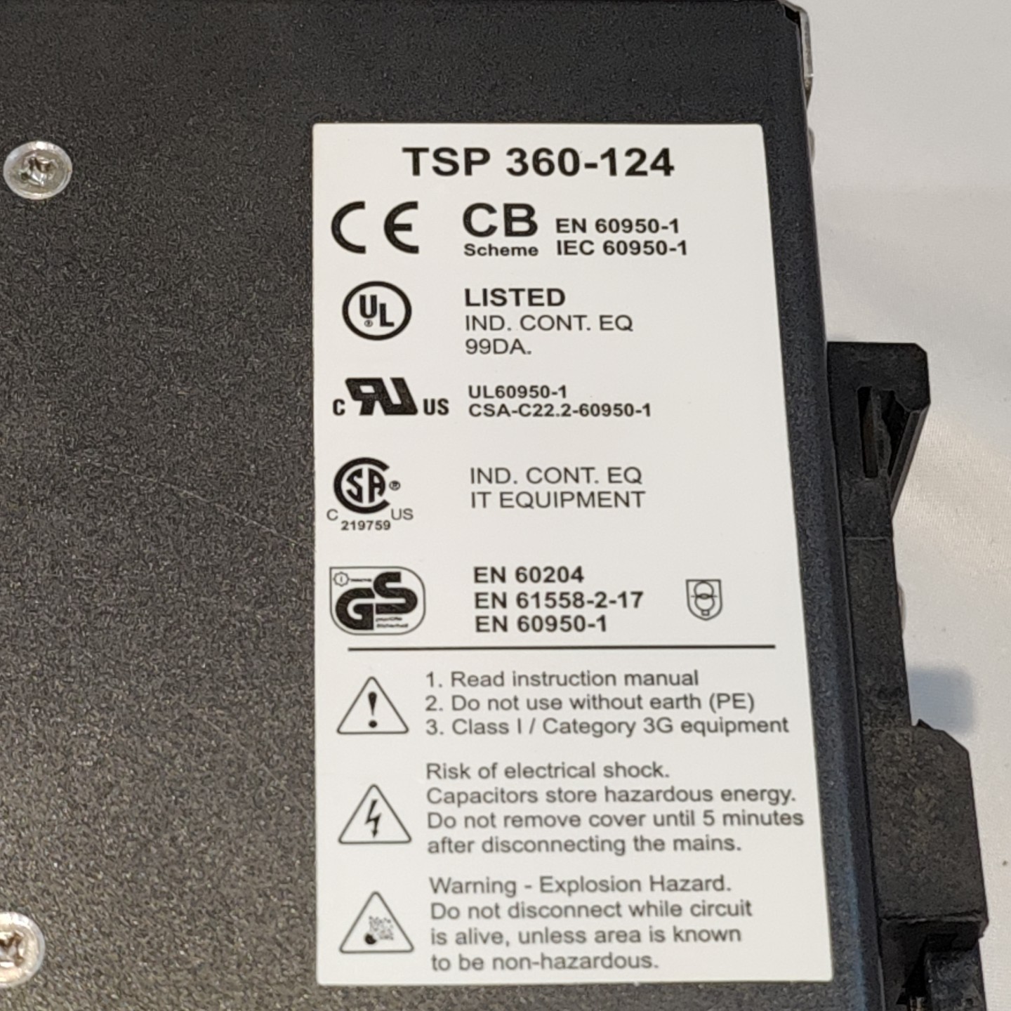 Traco Power TSP 360-124 Induatrial Power Supply 24VDC/15.0A