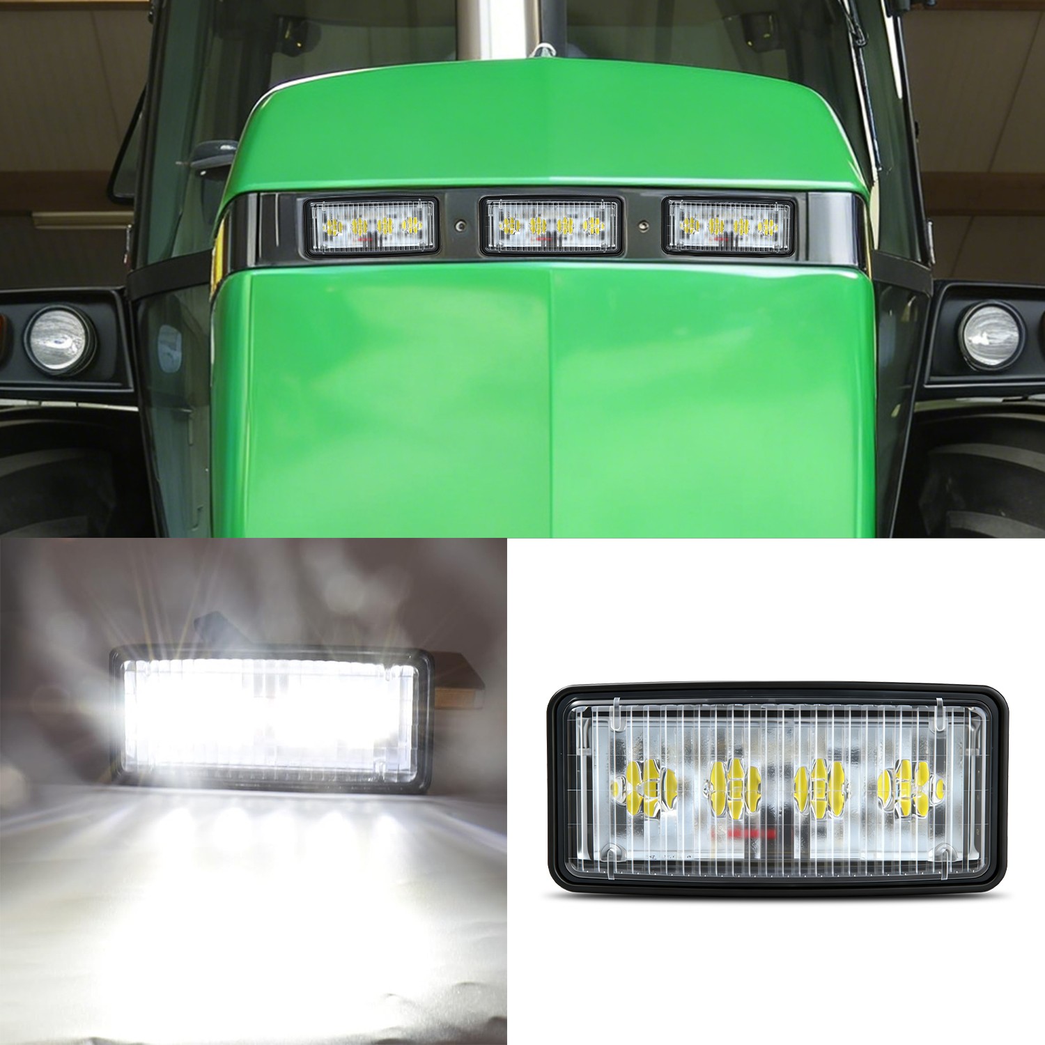 4X LED Upper Cab Lights for Deere 8310T,8410T,7510,7610,6210,6310,6300,6400