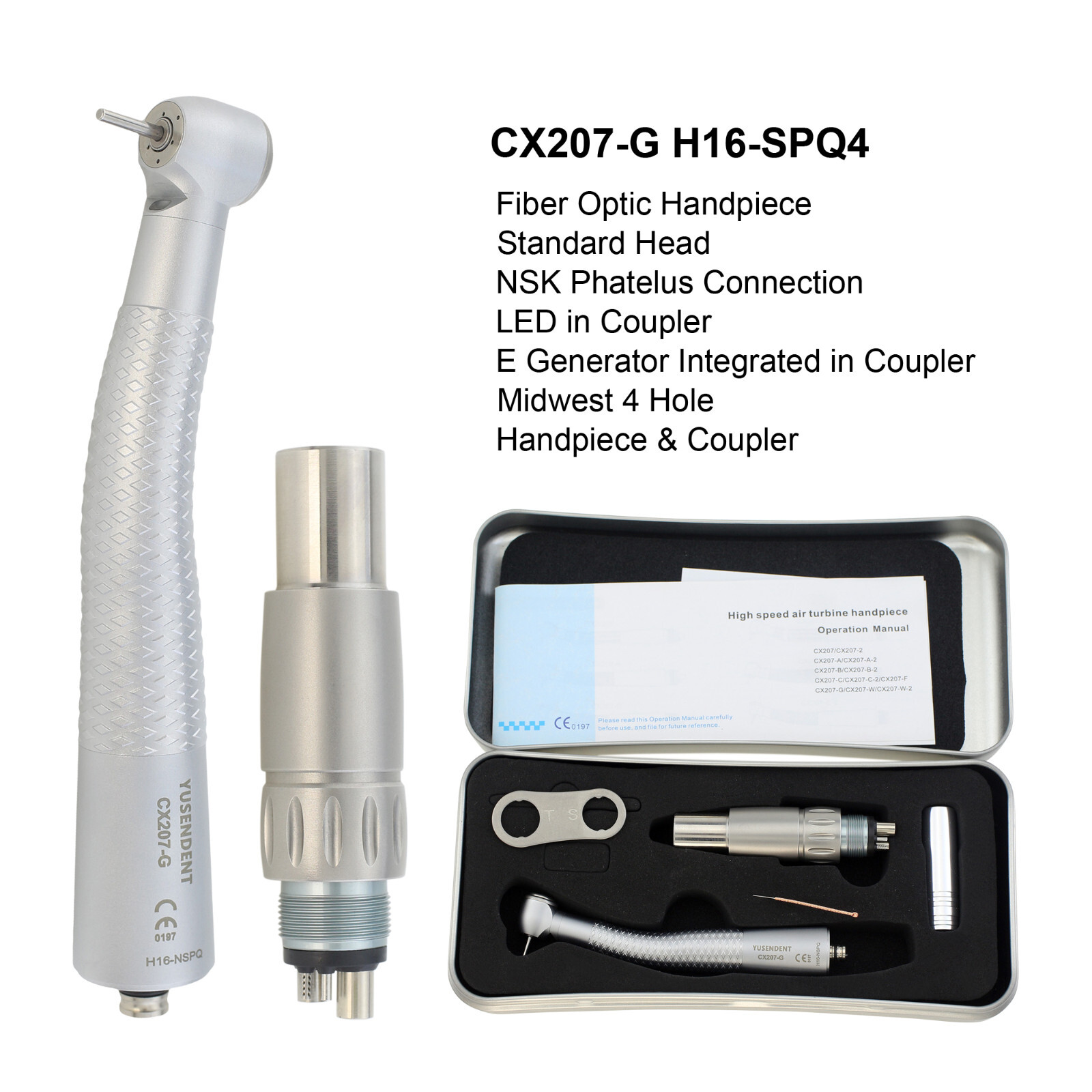 BEING Dental High Speed Handpiece Fiber Optic 45 Degree Surgical NSK Coupler LED