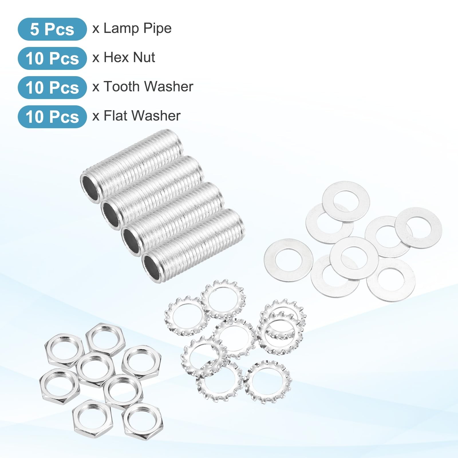 MECCANIXITY 35Pcs 1.4″ Lamp Pipe Nipples Kit with Hex Nuts Washers, 1/4IP All…