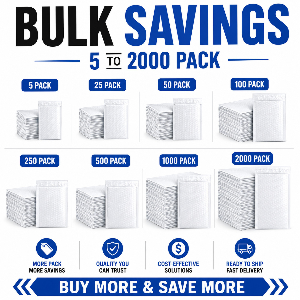 ANY SIZE POLY BUBBLE MAILERS SHIPPING MAILING PADDED BAGS ENVELOPES SELF SEAL