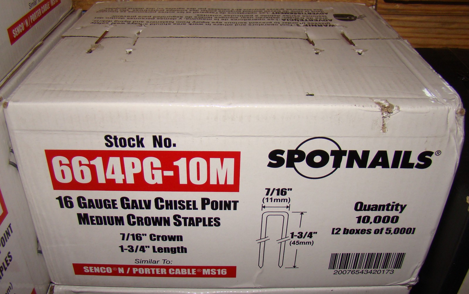 Spotnails 6614PG-10M 7/8″ Length 1 3/4″ Medium Crown Staple 16 GA 10,000 Box