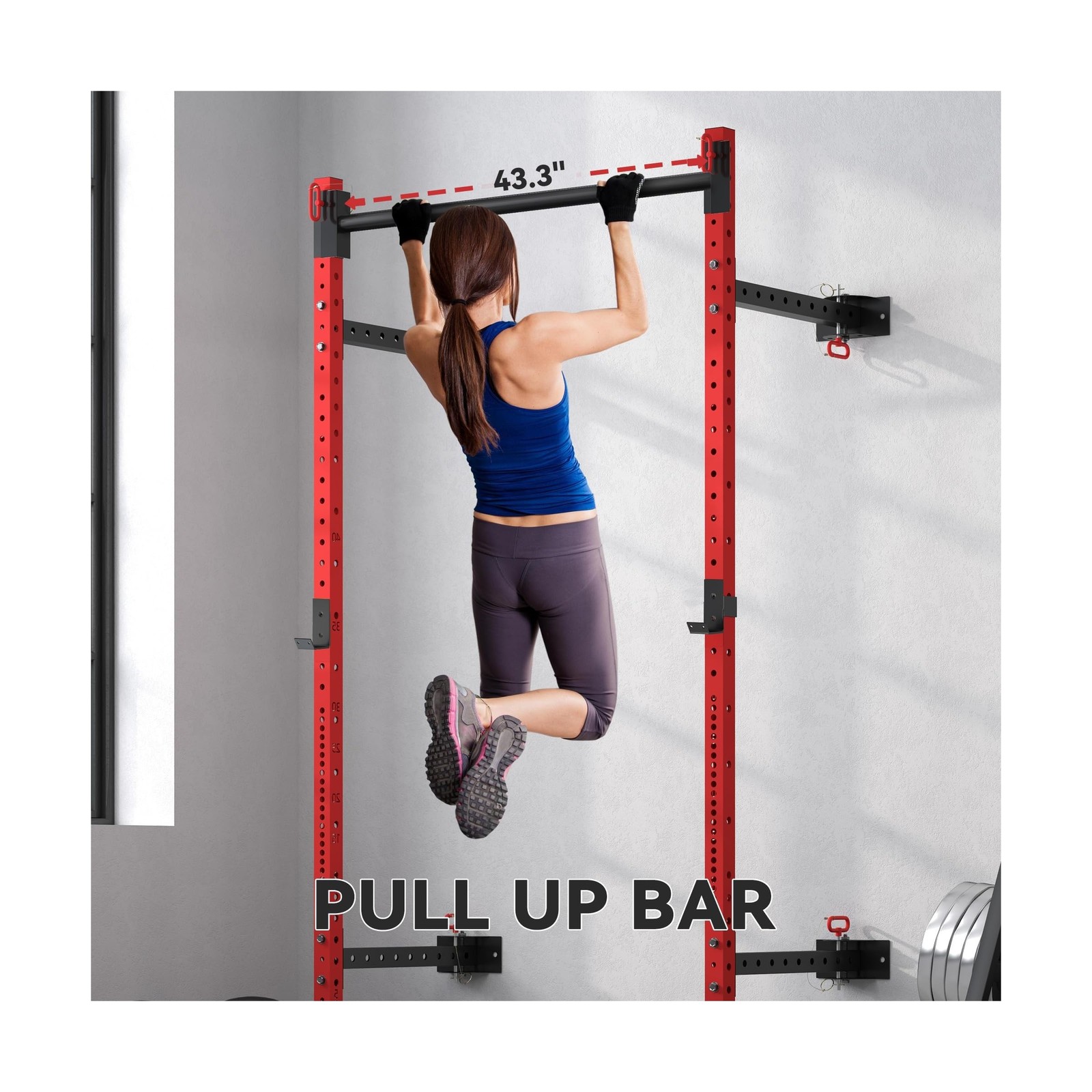 Soozier Folding Squat Rack with Adjustable Pull-Up Bar, 1000 Pounds Capacity …