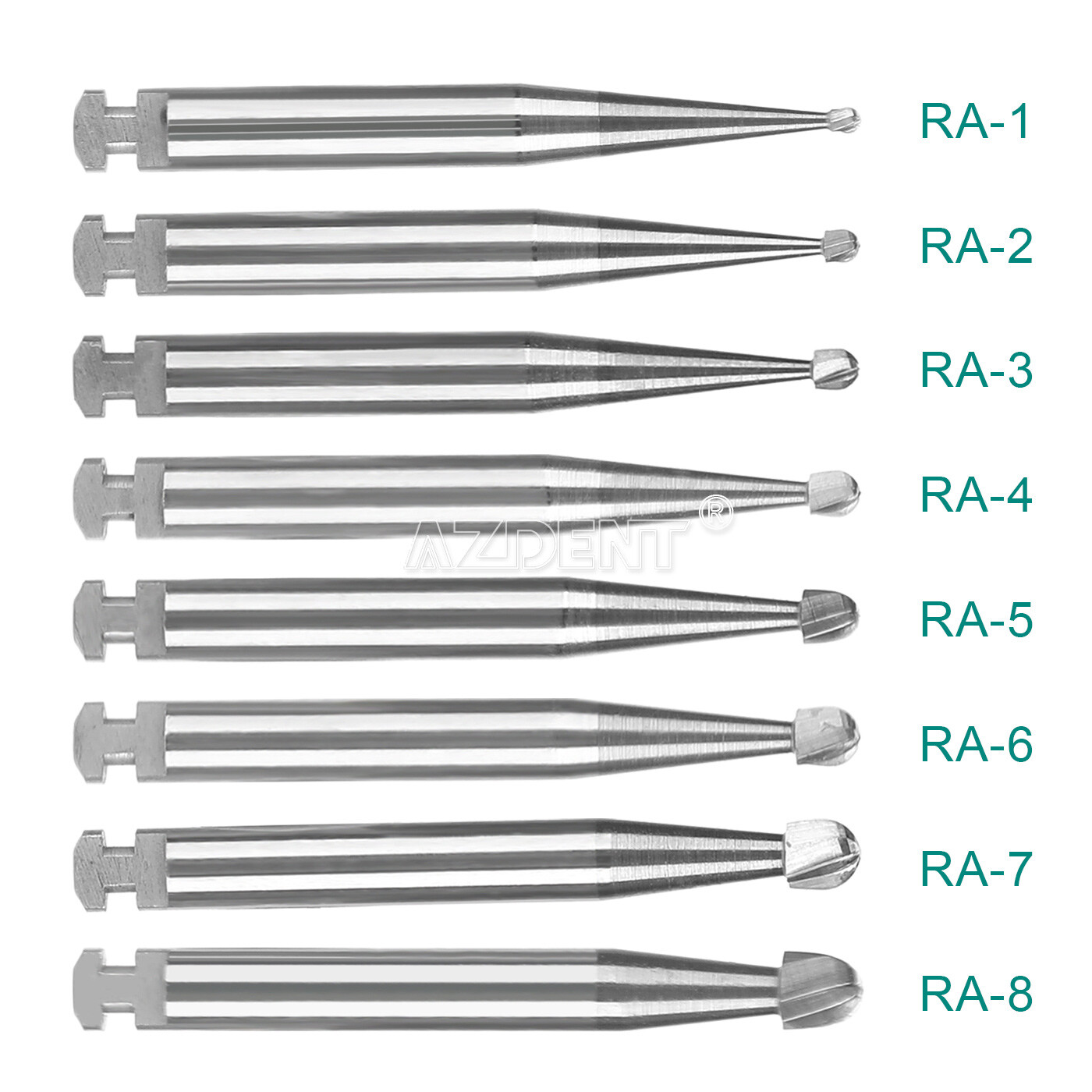 AZDENT Dental Round Tungsten Steel Carbide Burs RA Latch for Low Speed Handpiece